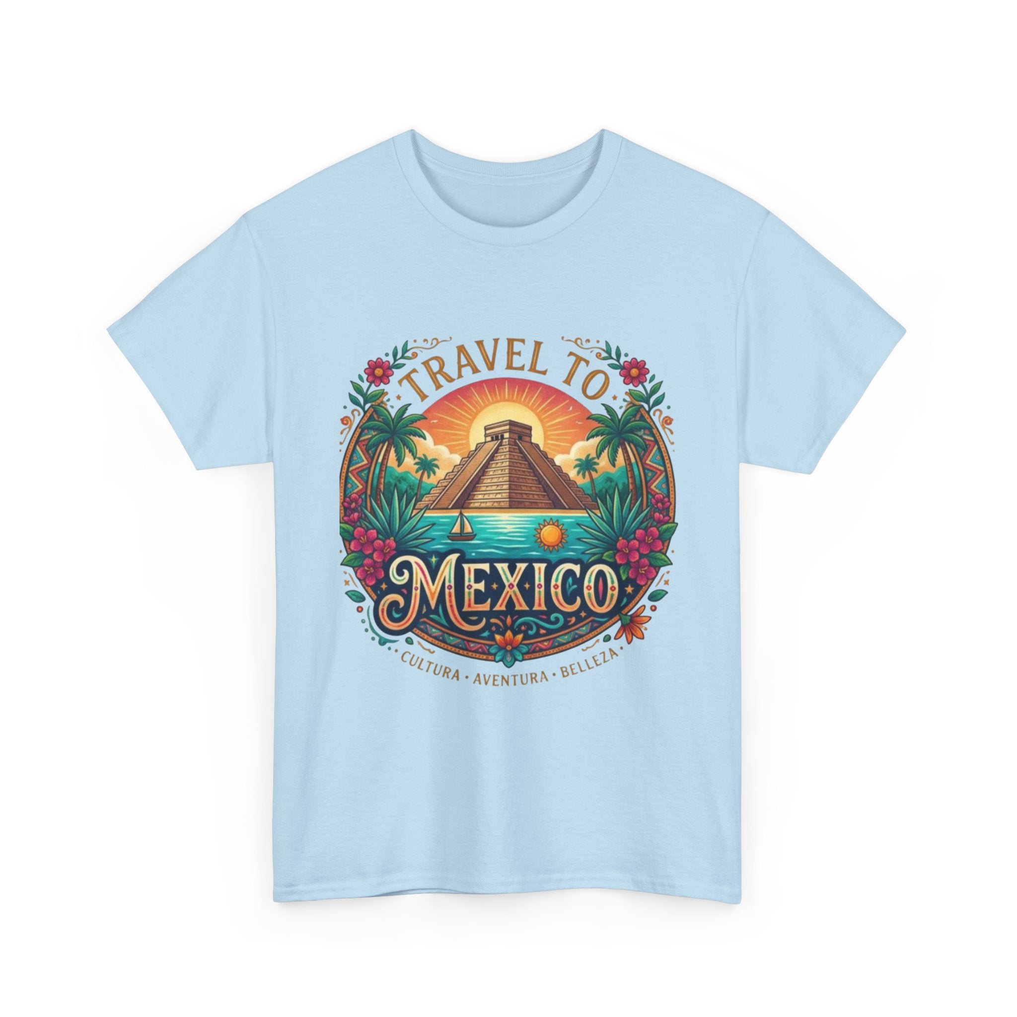 Travel to Mexico T-Shirt — Vintage Pyramid Sunset Vacation Tee