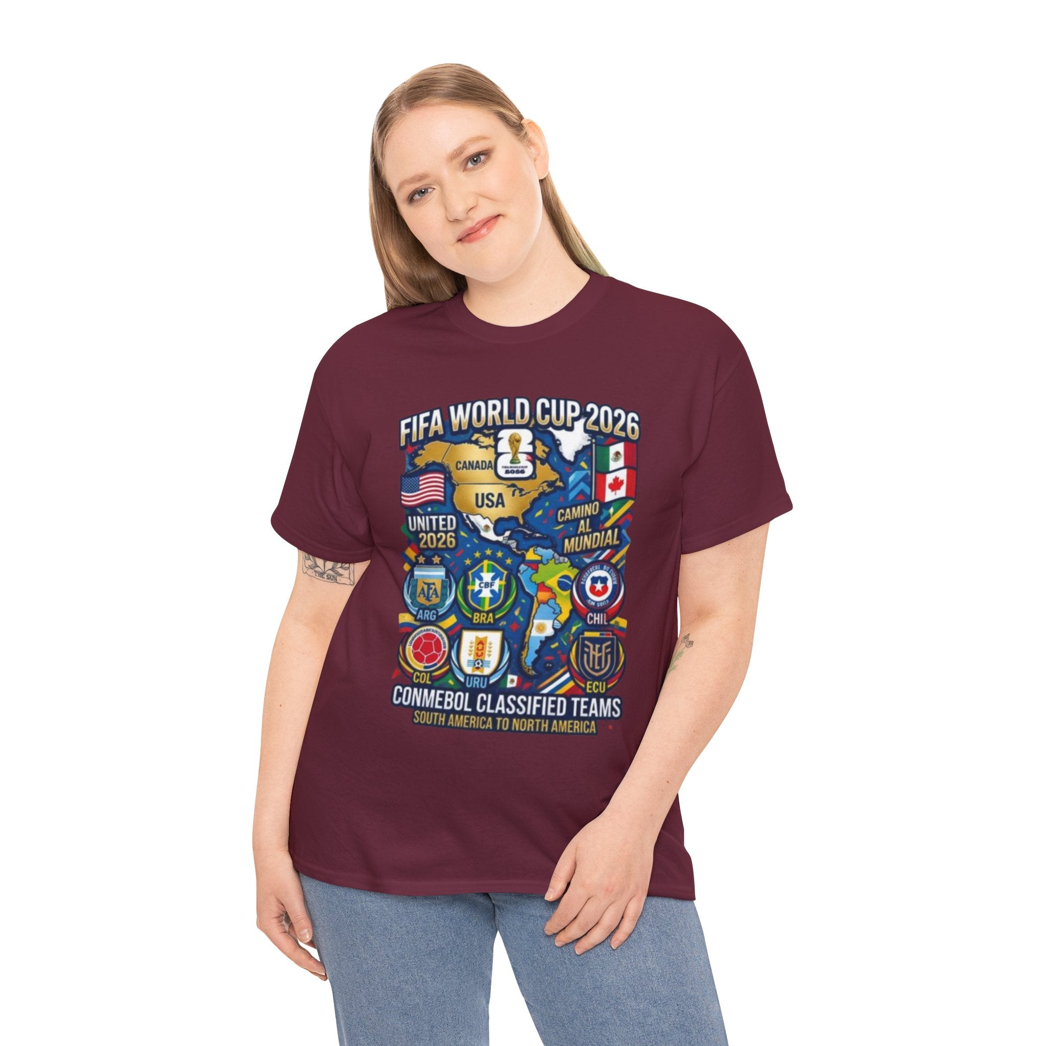 World Cup 2026 Teams T-Shirt — CONMEBOL & CONCACAF Qualified Badges Tee