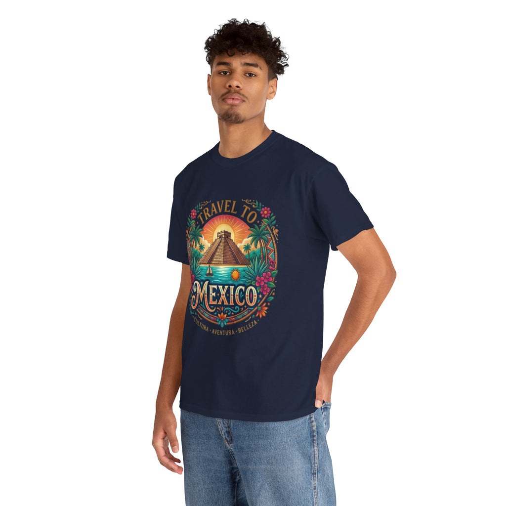 Travel to Mexico T-Shirt — Vintage Pyramid Sunset Vacation Tee