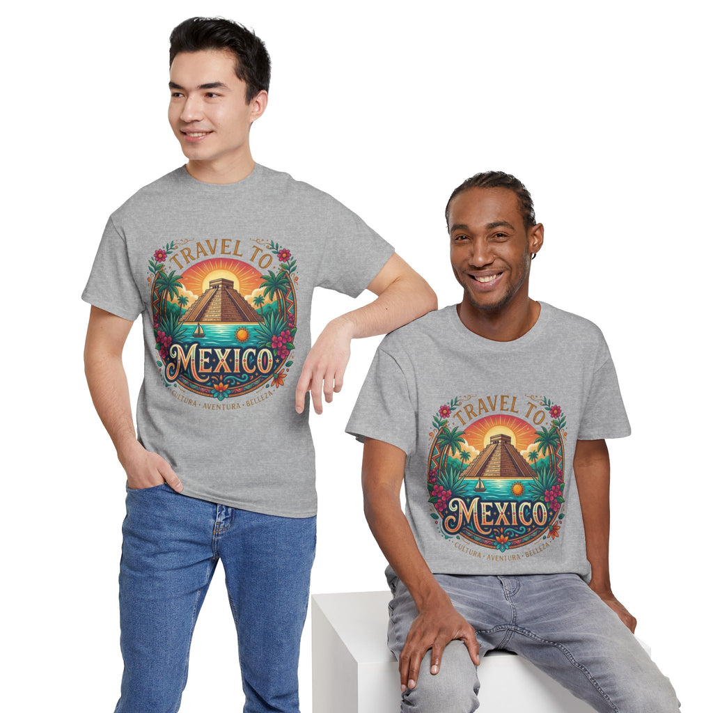 Travel to Mexico T-Shirt — Vintage Pyramid Sunset Vacation Tee