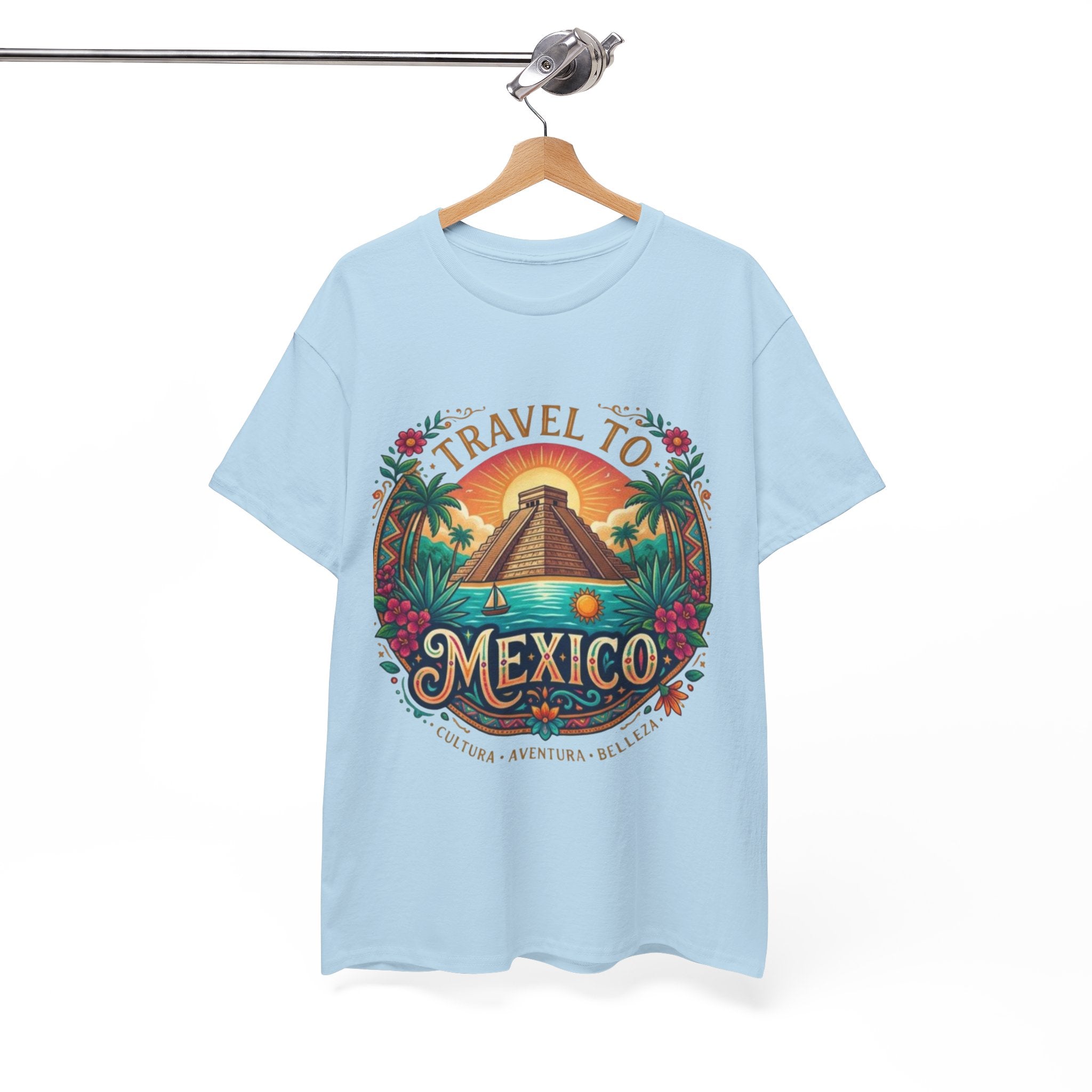 Travel to Mexico T-Shirt — Vintage Pyramid Sunset Vacation Tee