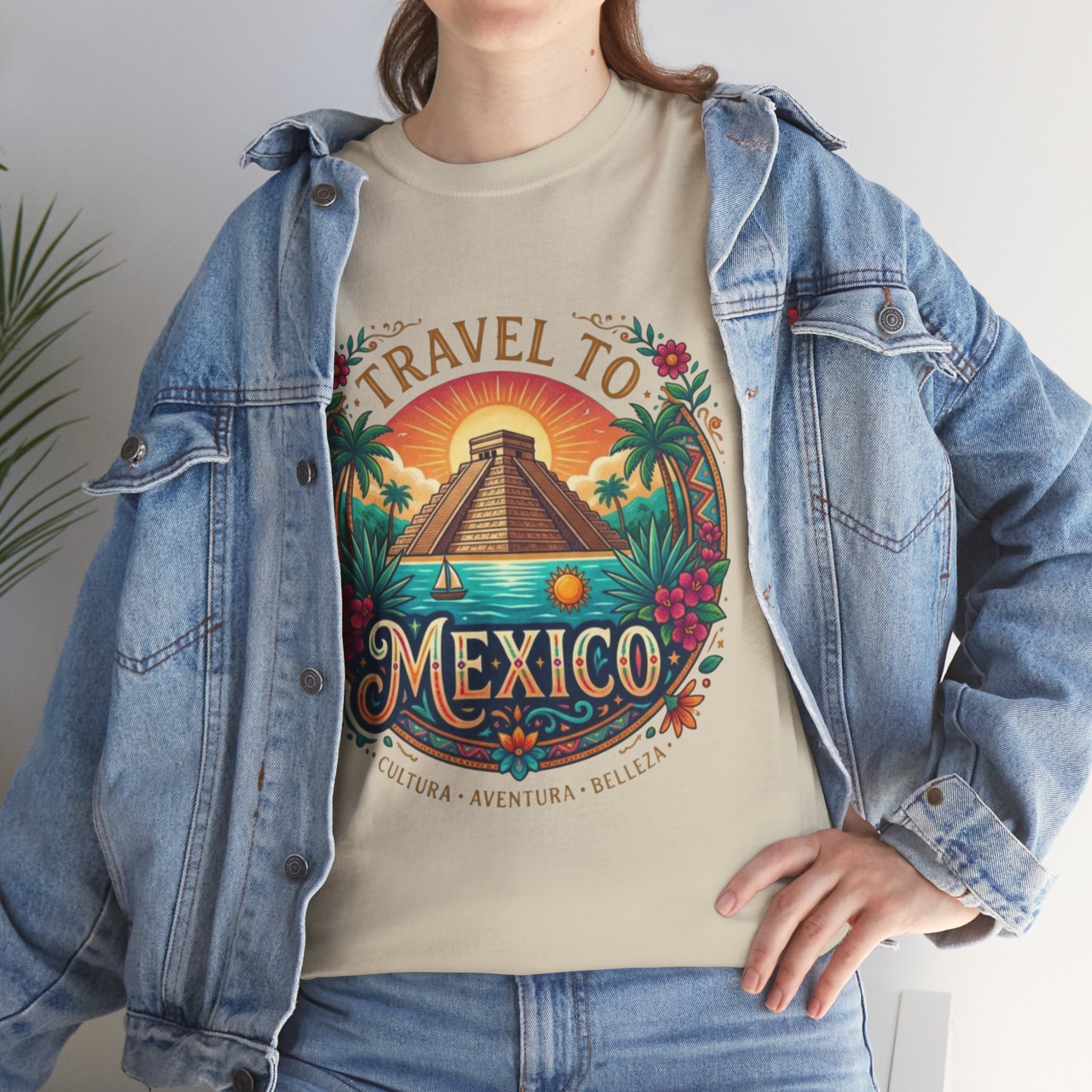 Travel to Mexico T-Shirt — Vintage Pyramid Sunset Vacation Tee