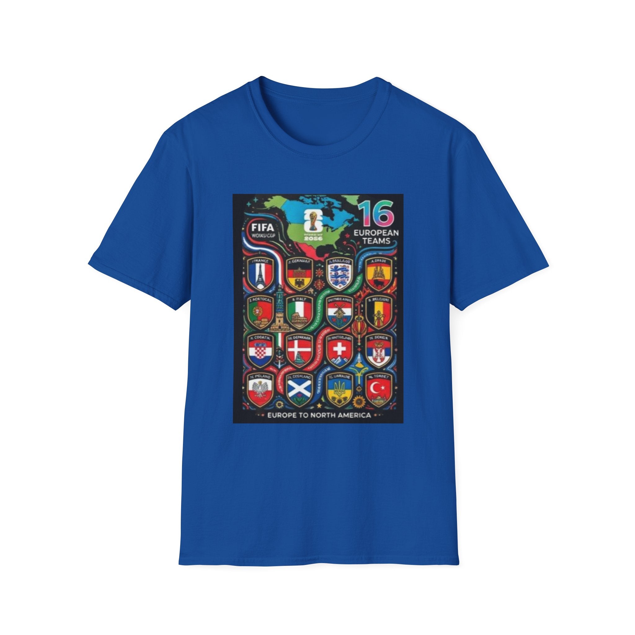 European Teams World Cup T‑Shirt – 16 European Teams Soccer Crest Design