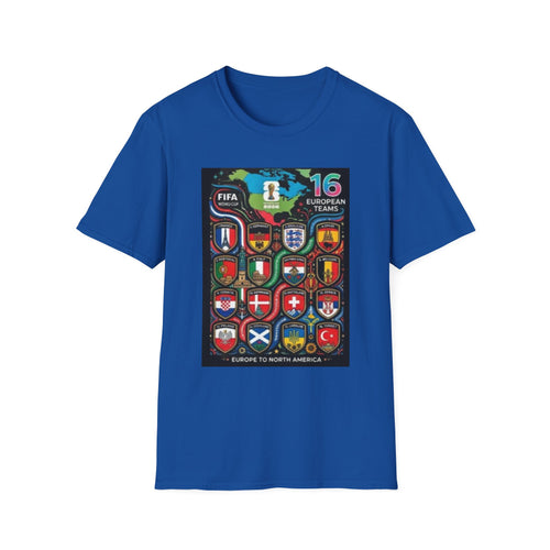 European Teams World Cup T‑Shirt – 16 European Teams Soccer Crest Design