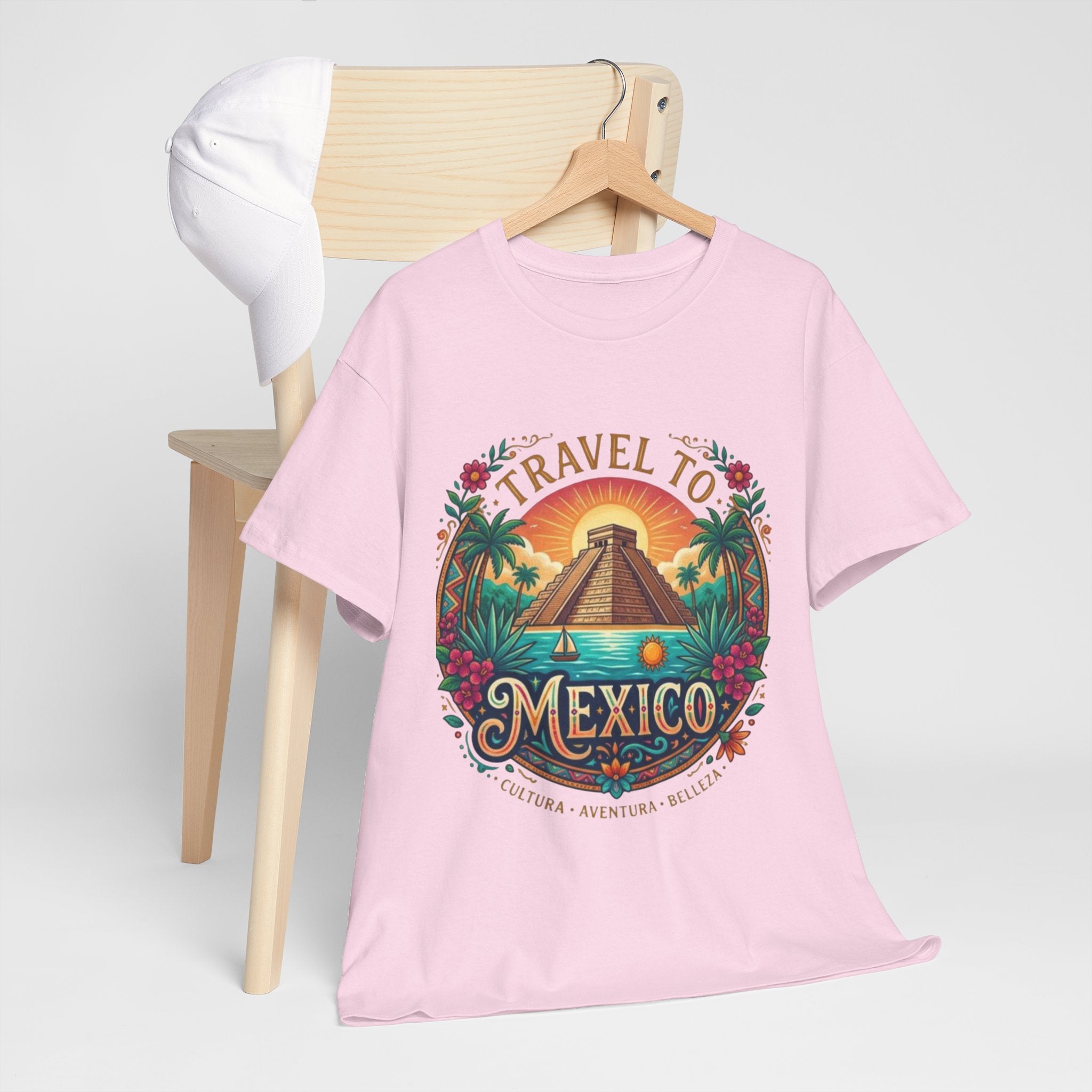 Travel to Mexico T-Shirt — Vintage Pyramid Sunset Vacation Tee