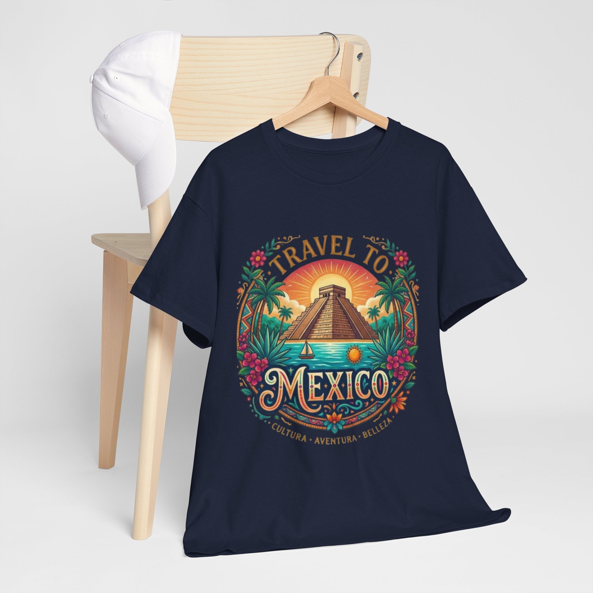 Travel to Mexico T-Shirt — Vintage Pyramid Sunset Vacation Tee