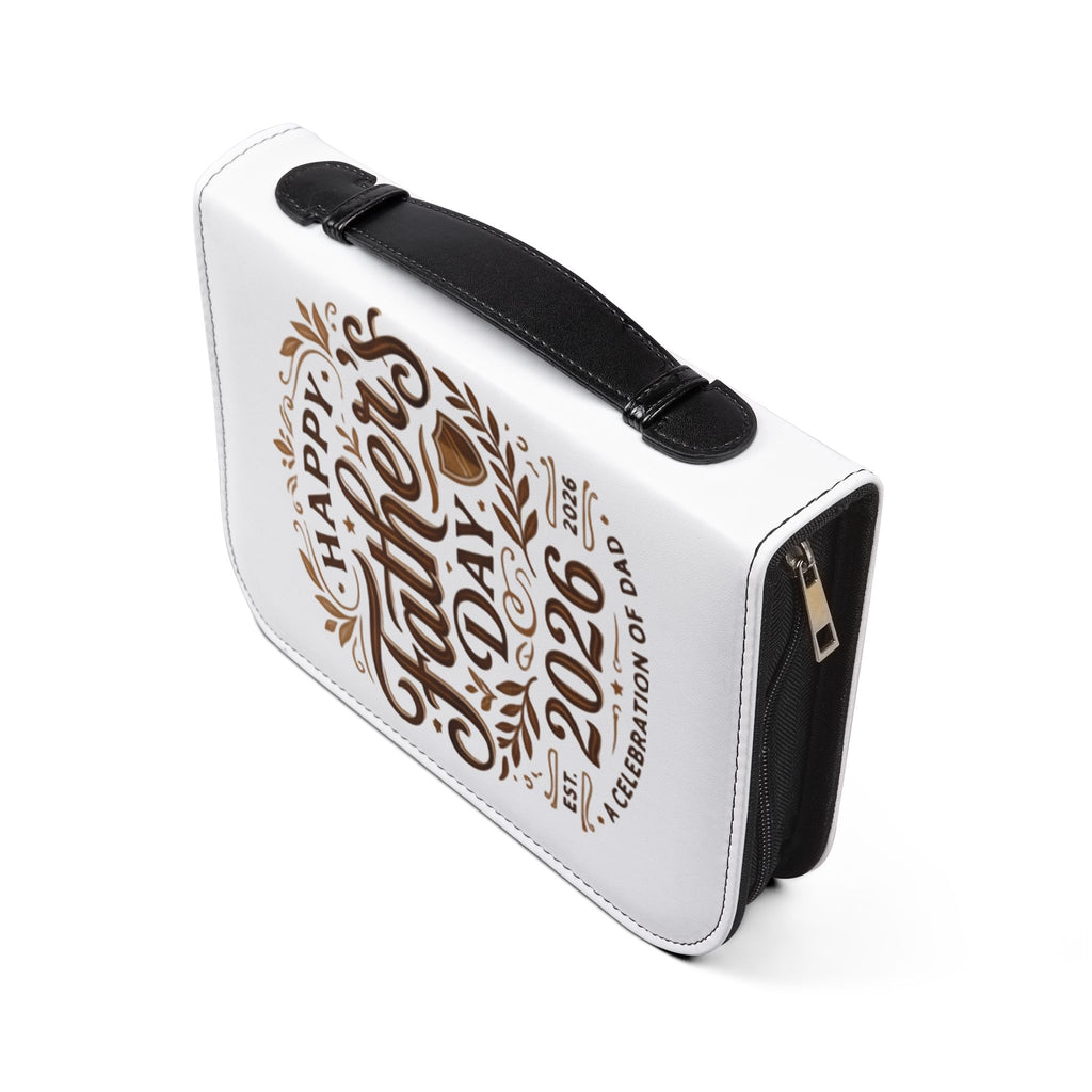 Father's Day 2026 Bible Cover – "Happy Father's Day" Leather Zippered Case