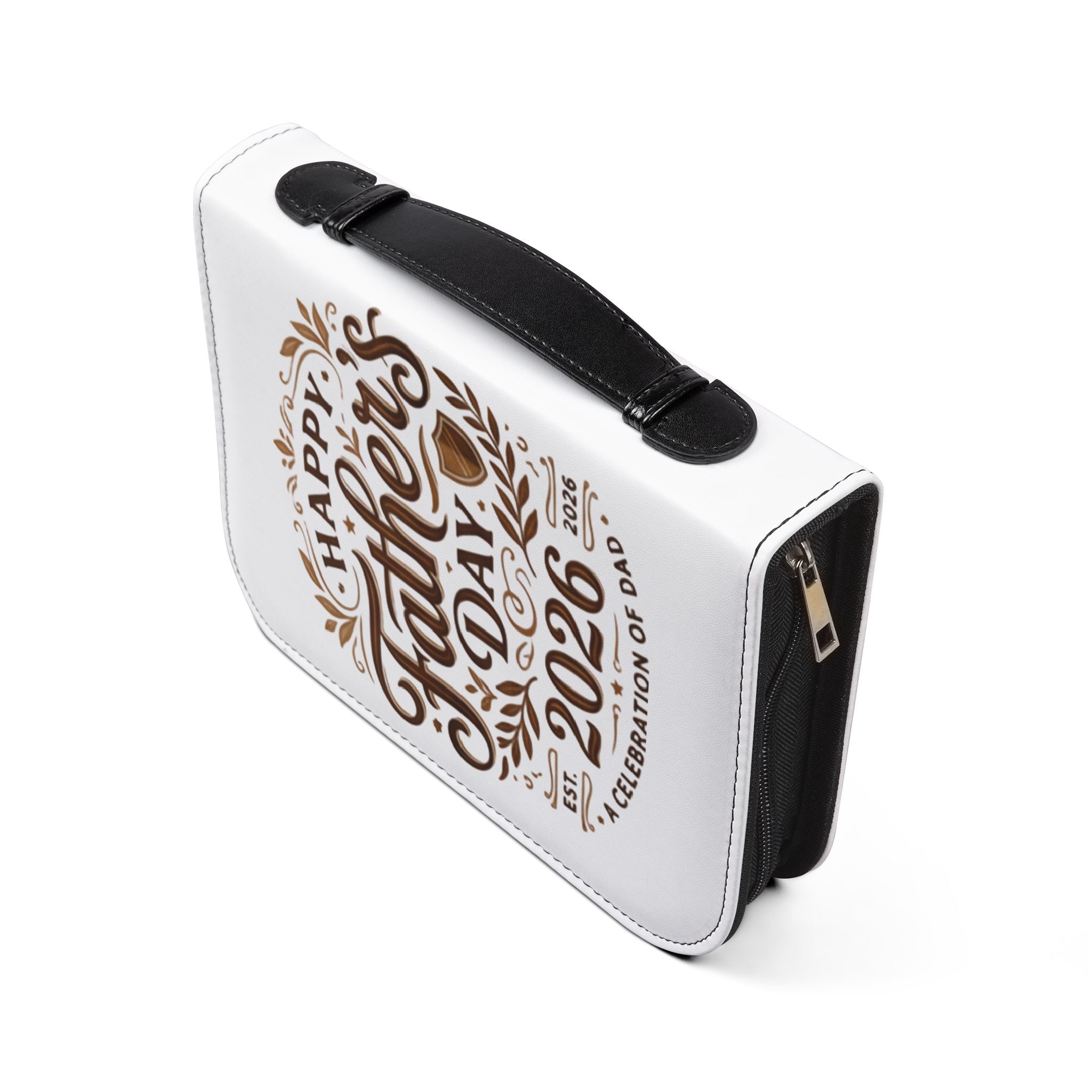 Father's Day 2026 Bible Cover – "Happy Father's Day" Leather Zippered Case