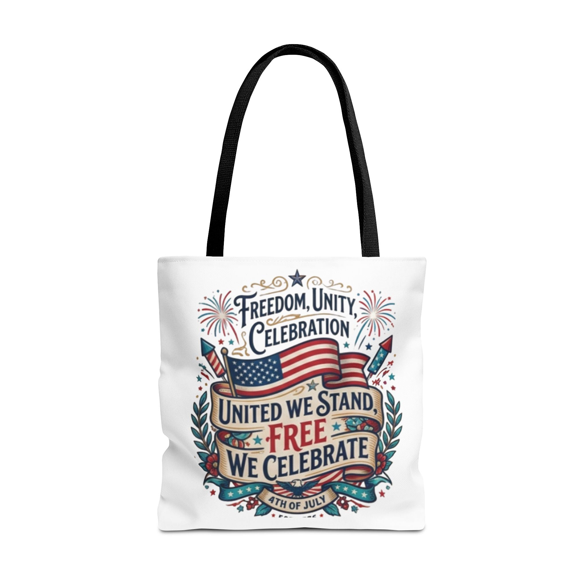 Patriotic 4th of July Tote Bag – "United We Stand, Free We Celebrate"