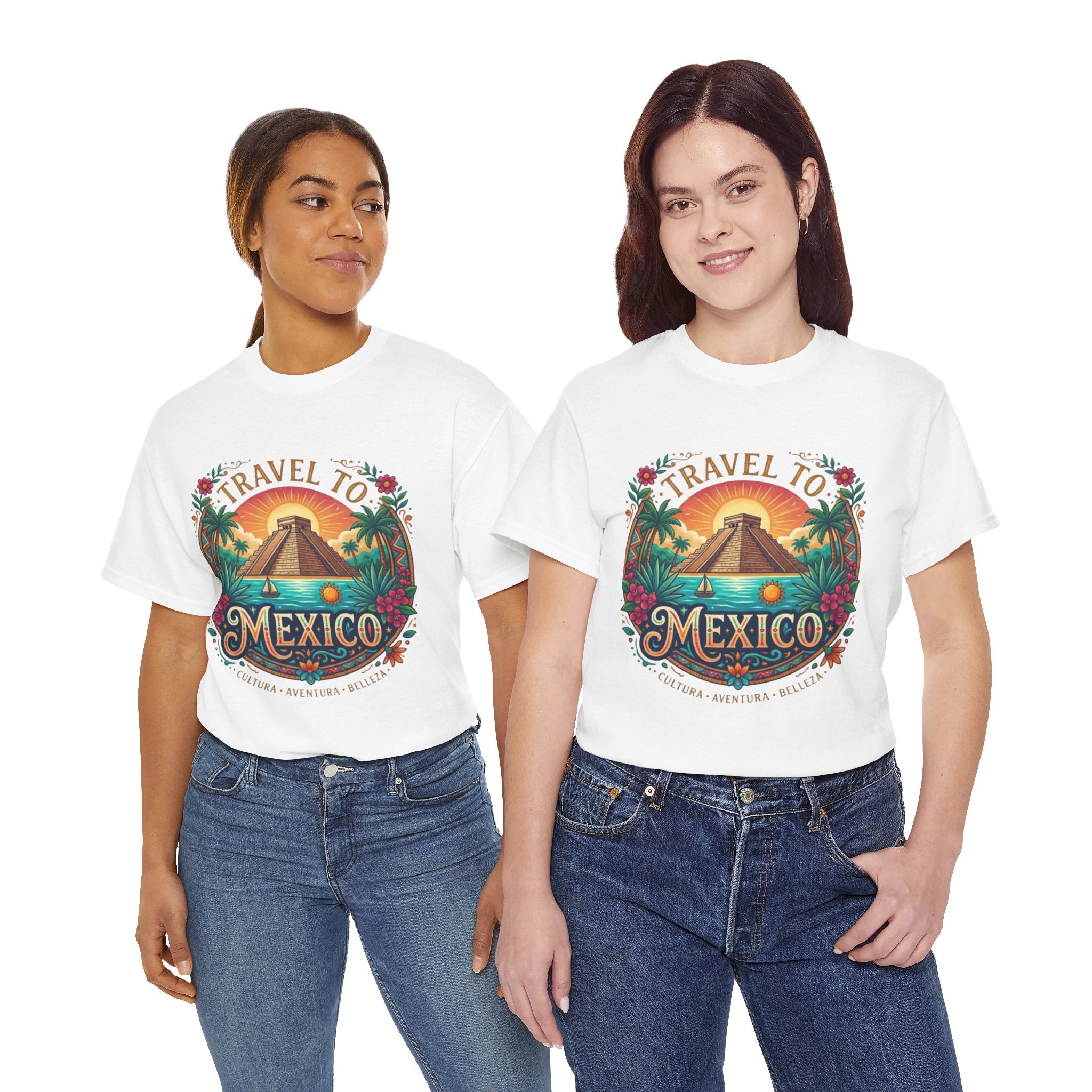 Travel to Mexico T-Shirt — Vintage Pyramid Sunset Vacation Tee