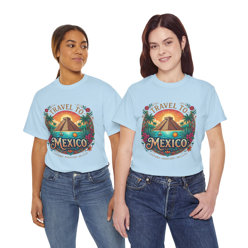 Travel to Mexico T-Shirt — Vintage Pyramid Sunset Vacation Tee