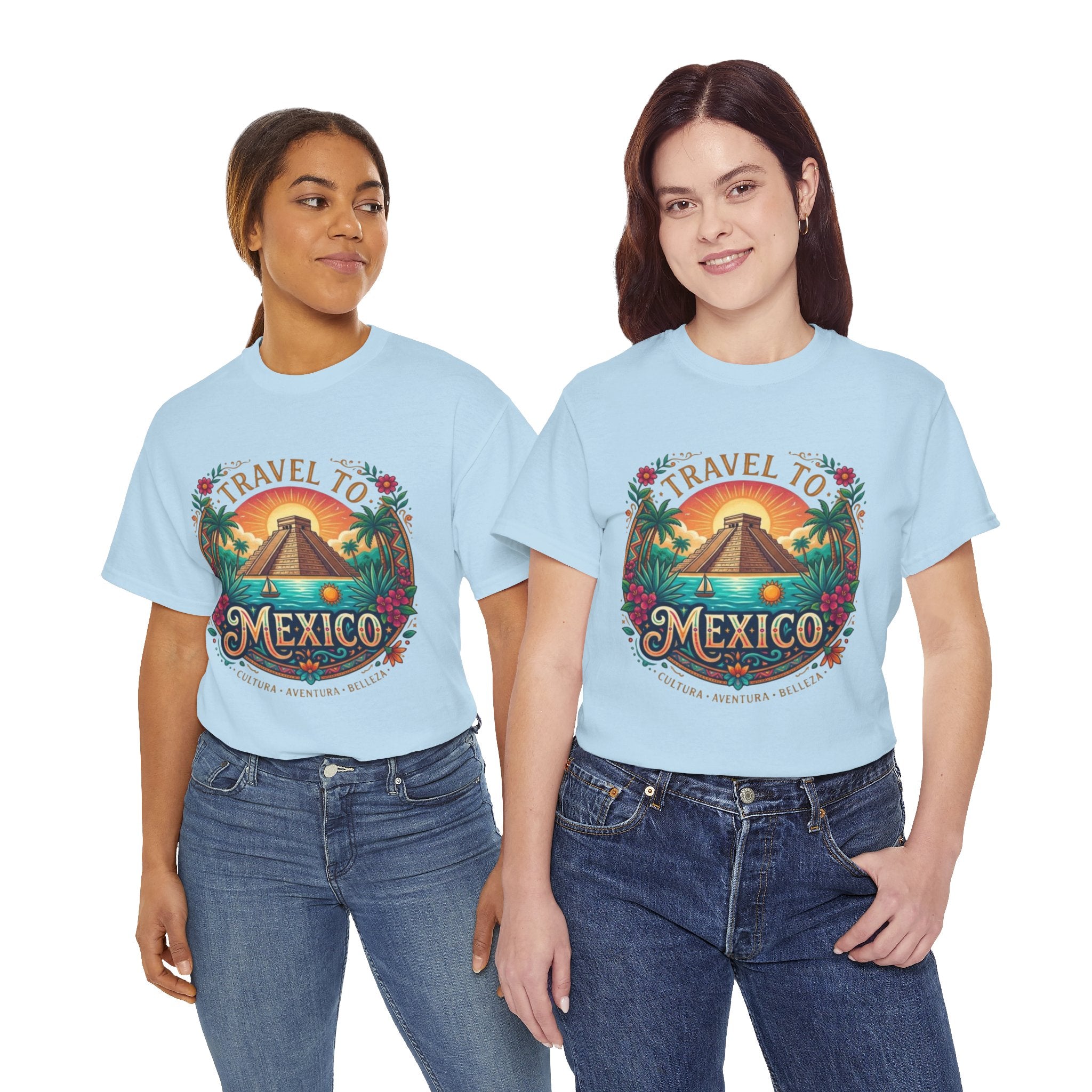 Travel to Mexico T-Shirt — Vintage Pyramid Sunset Vacation Tee