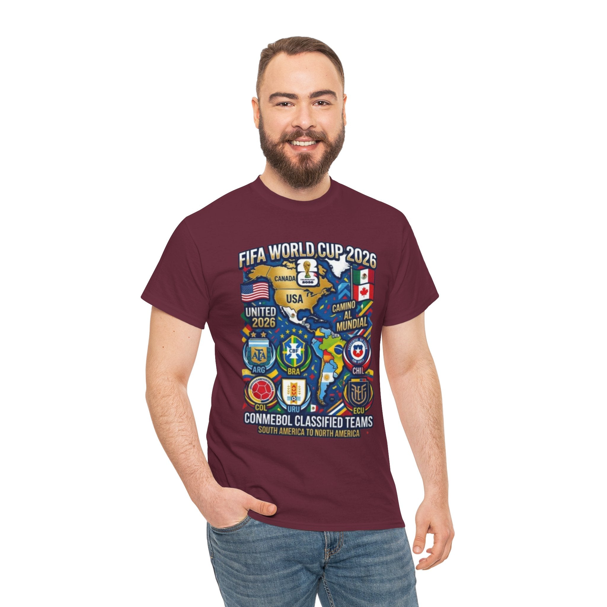 World Cup 2026 Teams T-Shirt — CONMEBOL & CONCACAF Qualified Badges Tee