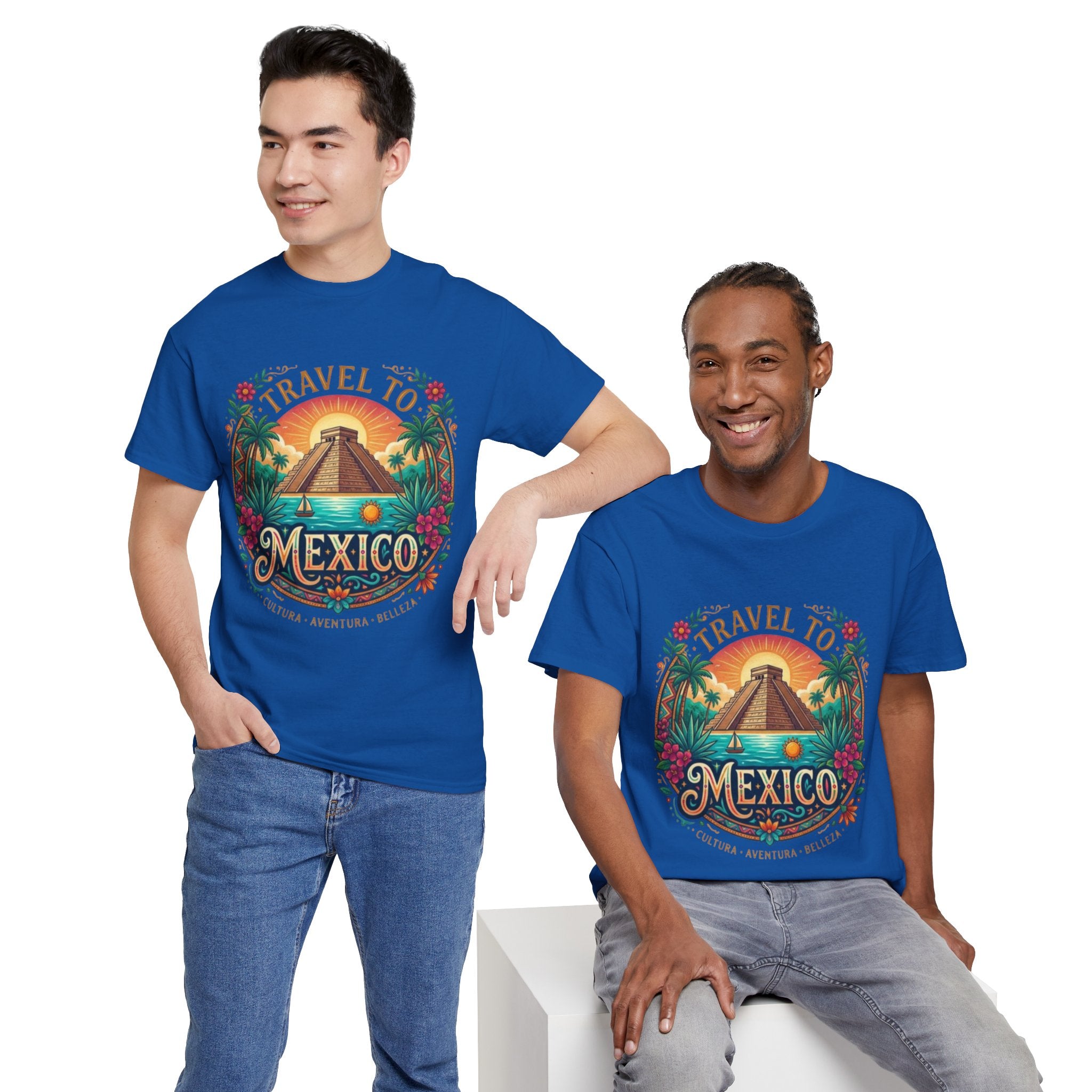Travel to Mexico T-Shirt — Vintage Pyramid Sunset Vacation Tee