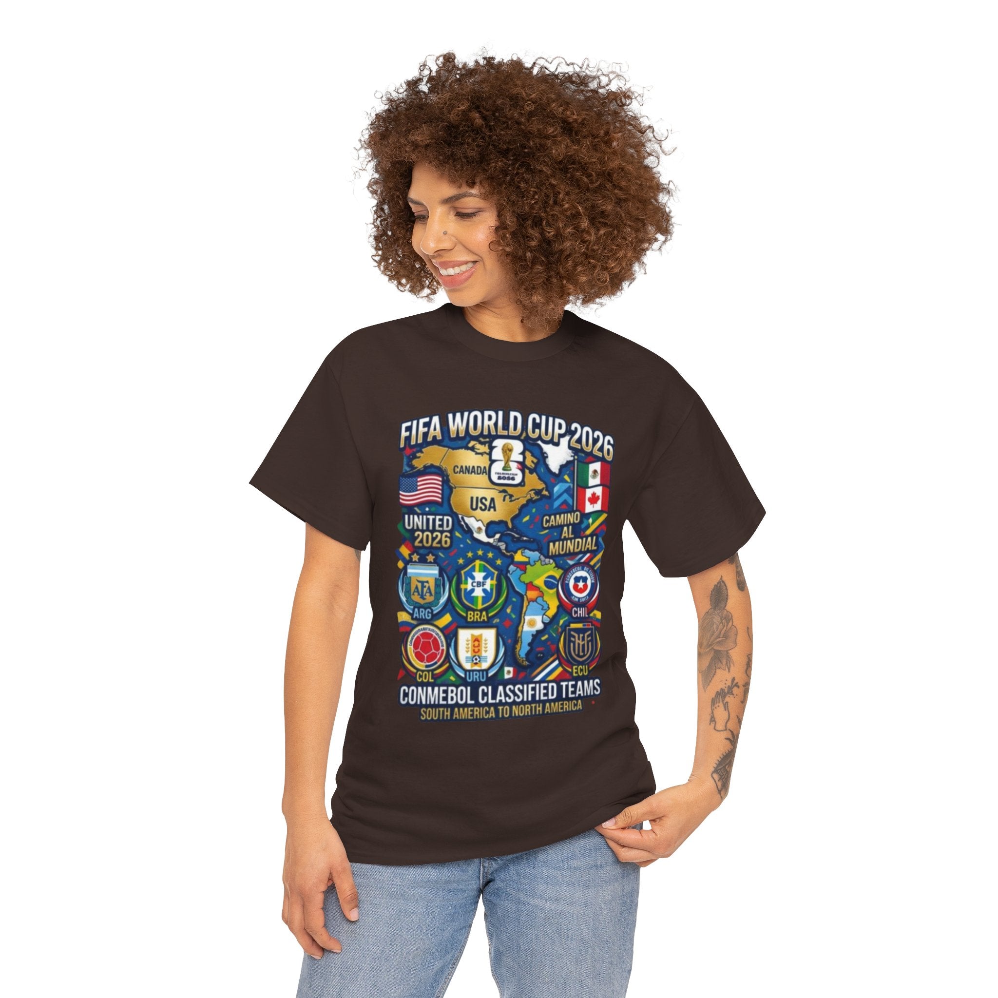 World Cup 2026 Teams T-Shirt — CONMEBOL & CONCACAF Qualified Badges Tee