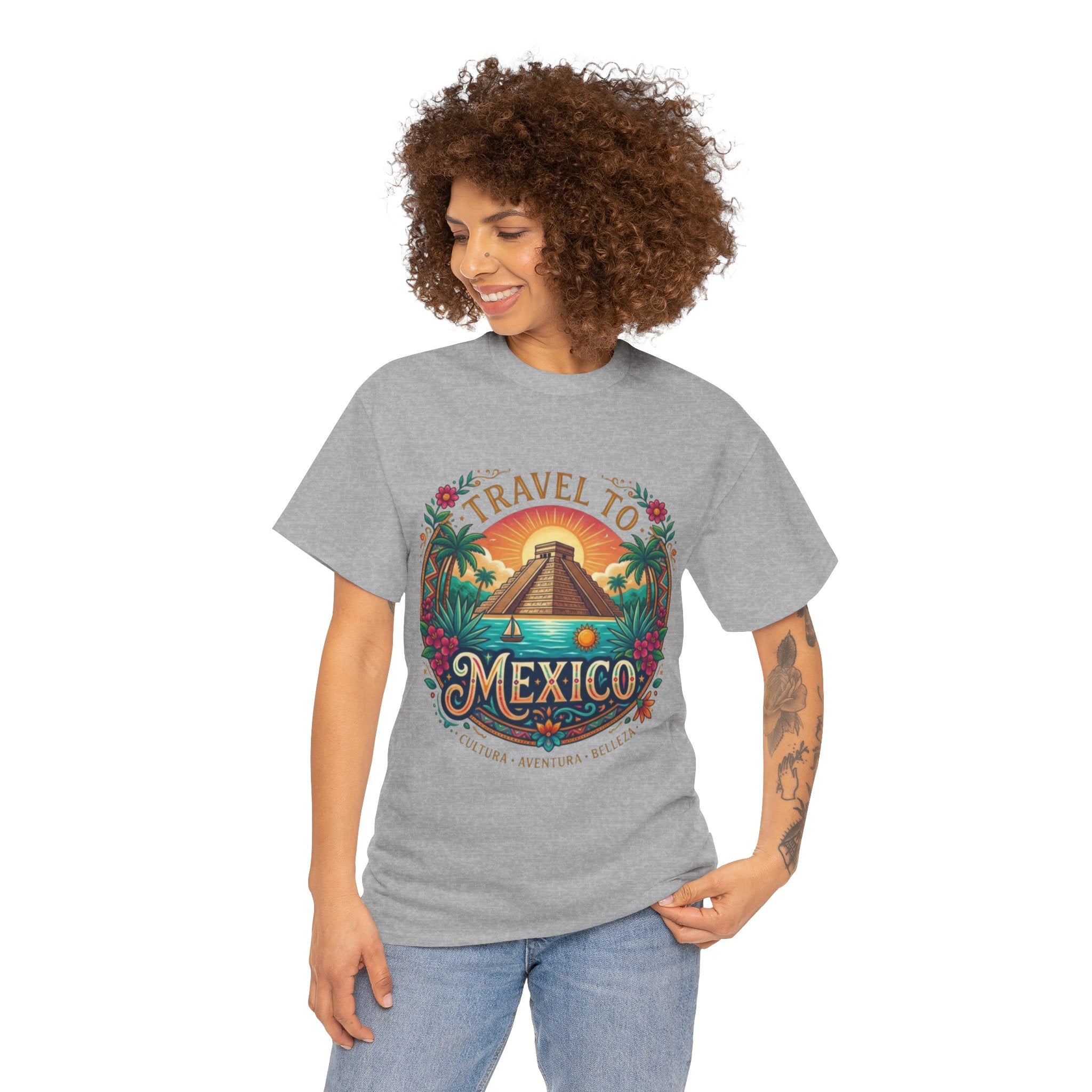 Travel to Mexico T-Shirt — Vintage Pyramid Sunset Vacation Tee