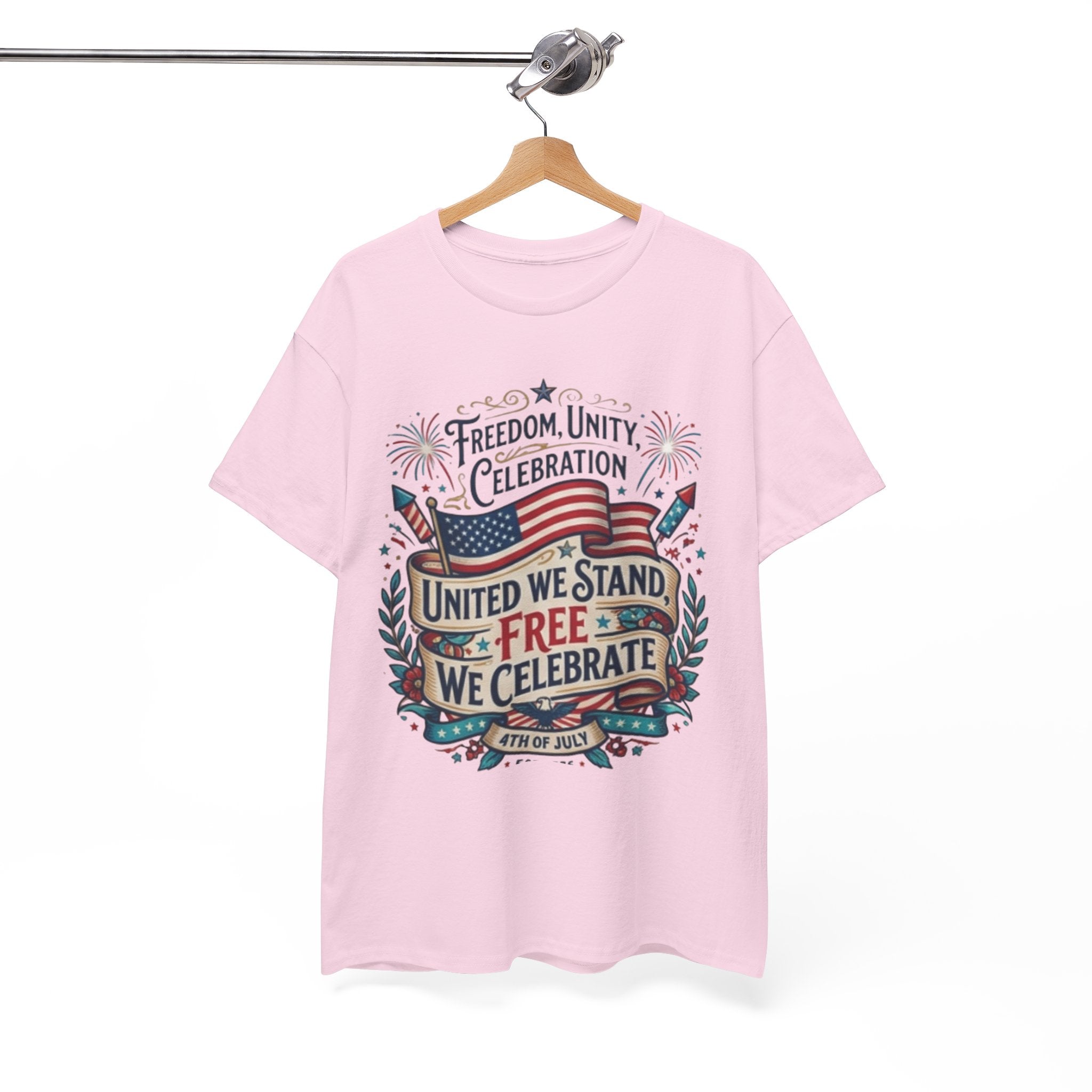 Patriotic 4th of July Tee – “United We Stand, Free We Celebrate” USA Flag T‑Shirt
