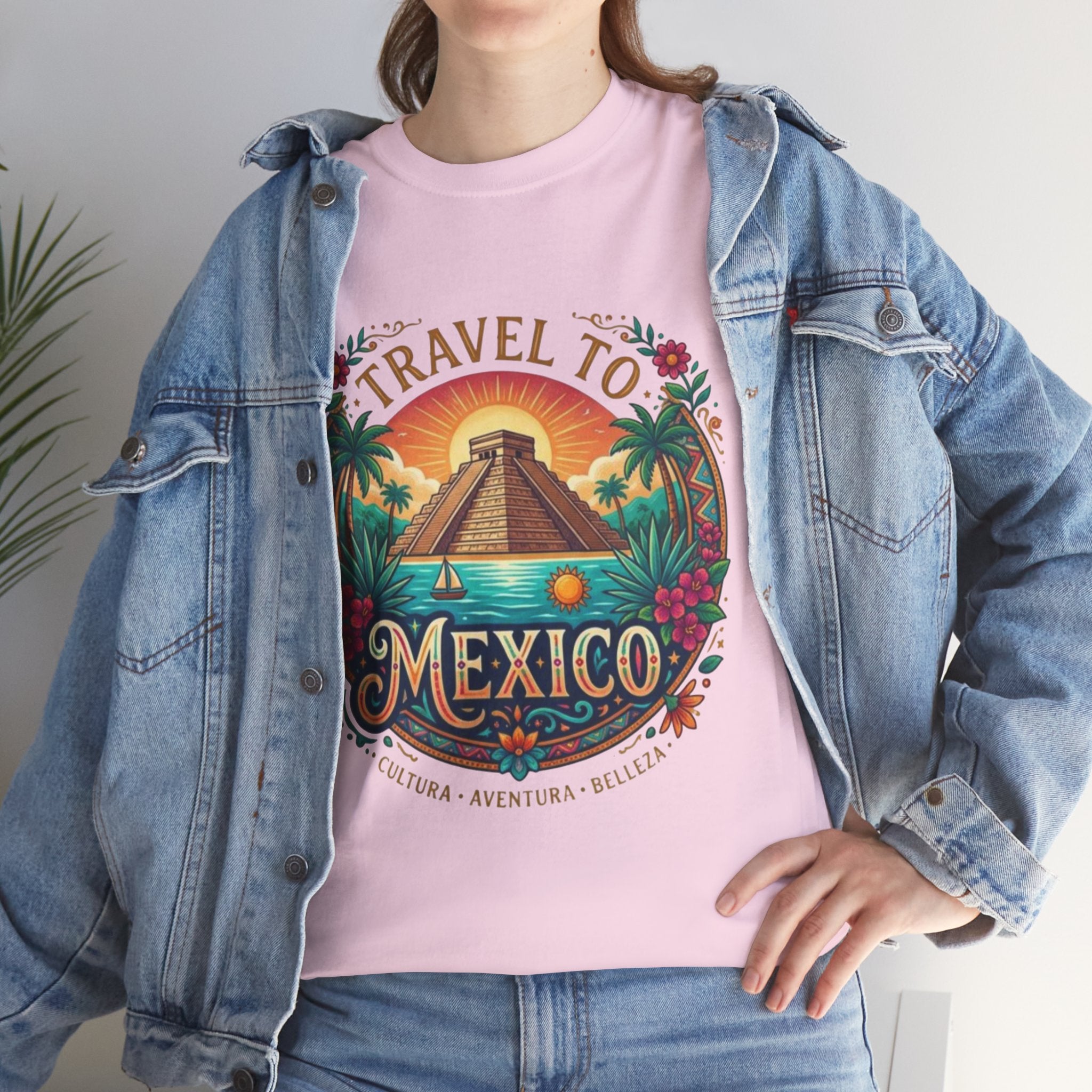 Travel to Mexico T-Shirt — Vintage Pyramid Sunset Vacation Tee