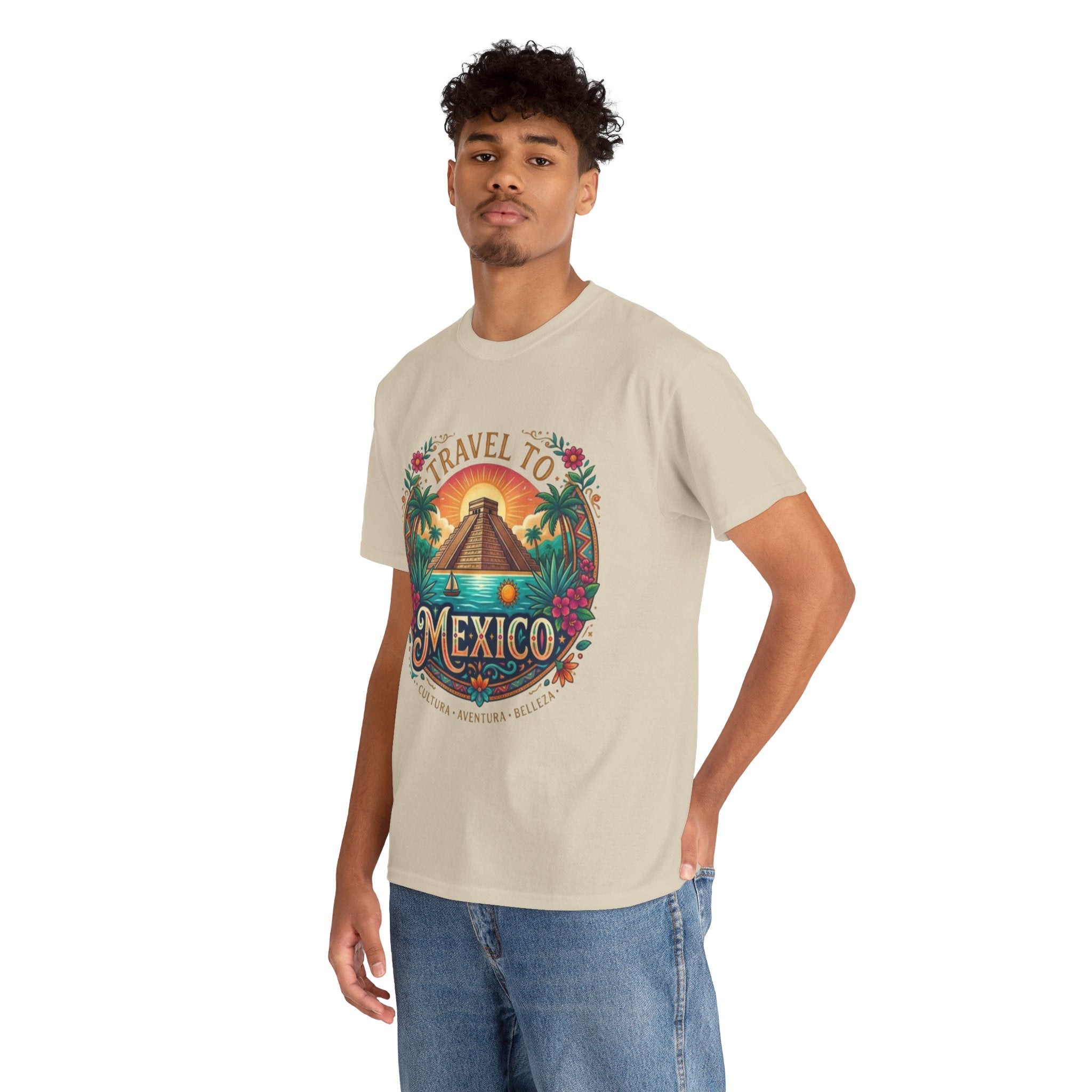 Travel to Mexico T-Shirt — Vintage Pyramid Sunset Vacation Tee