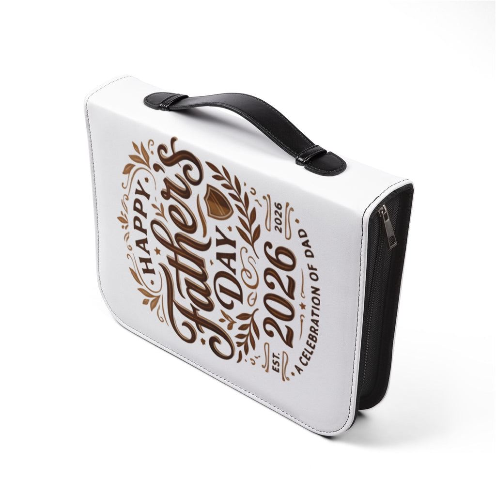 Father's Day 2026 Bible Cover – "Happy Father's Day" Leather Zippered Case