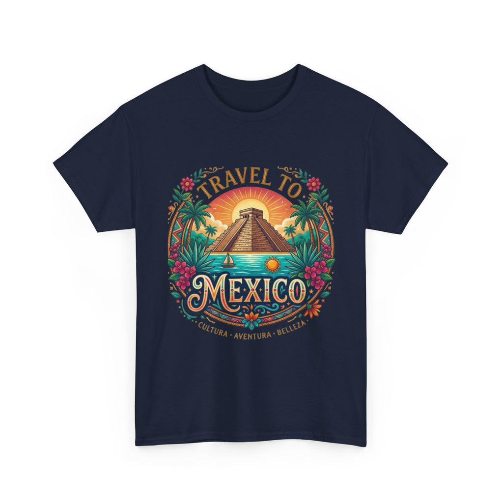 Travel to Mexico T-Shirt — Vintage Pyramid Sunset Vacation Tee
