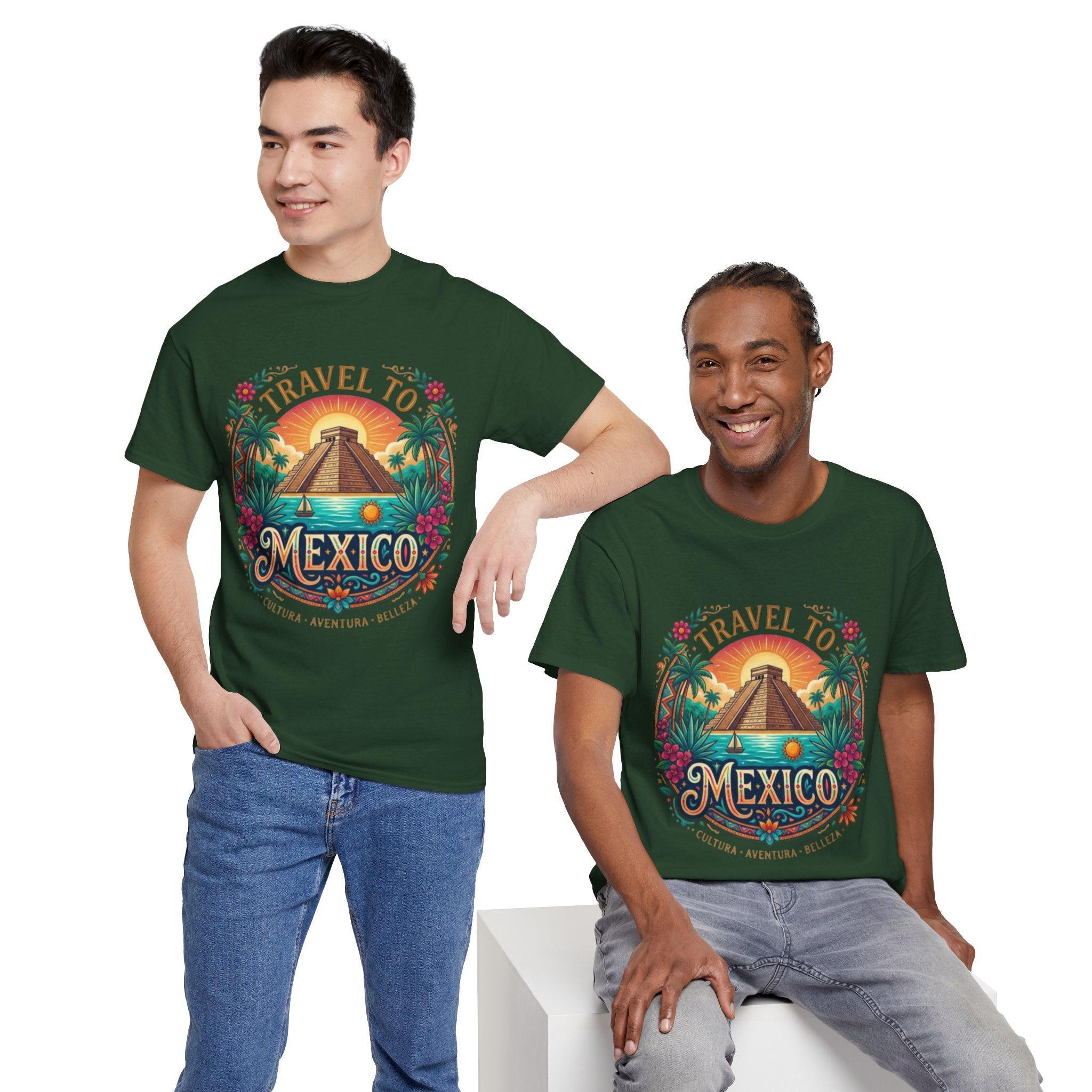 Travel to Mexico T-Shirt — Vintage Pyramid Sunset Vacation Tee