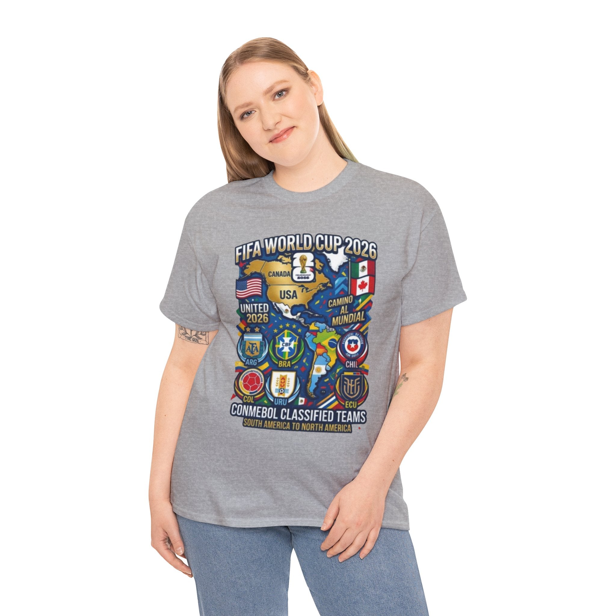 World Cup 2026 Teams T-Shirt — CONMEBOL & CONCACAF Qualified Badges Tee