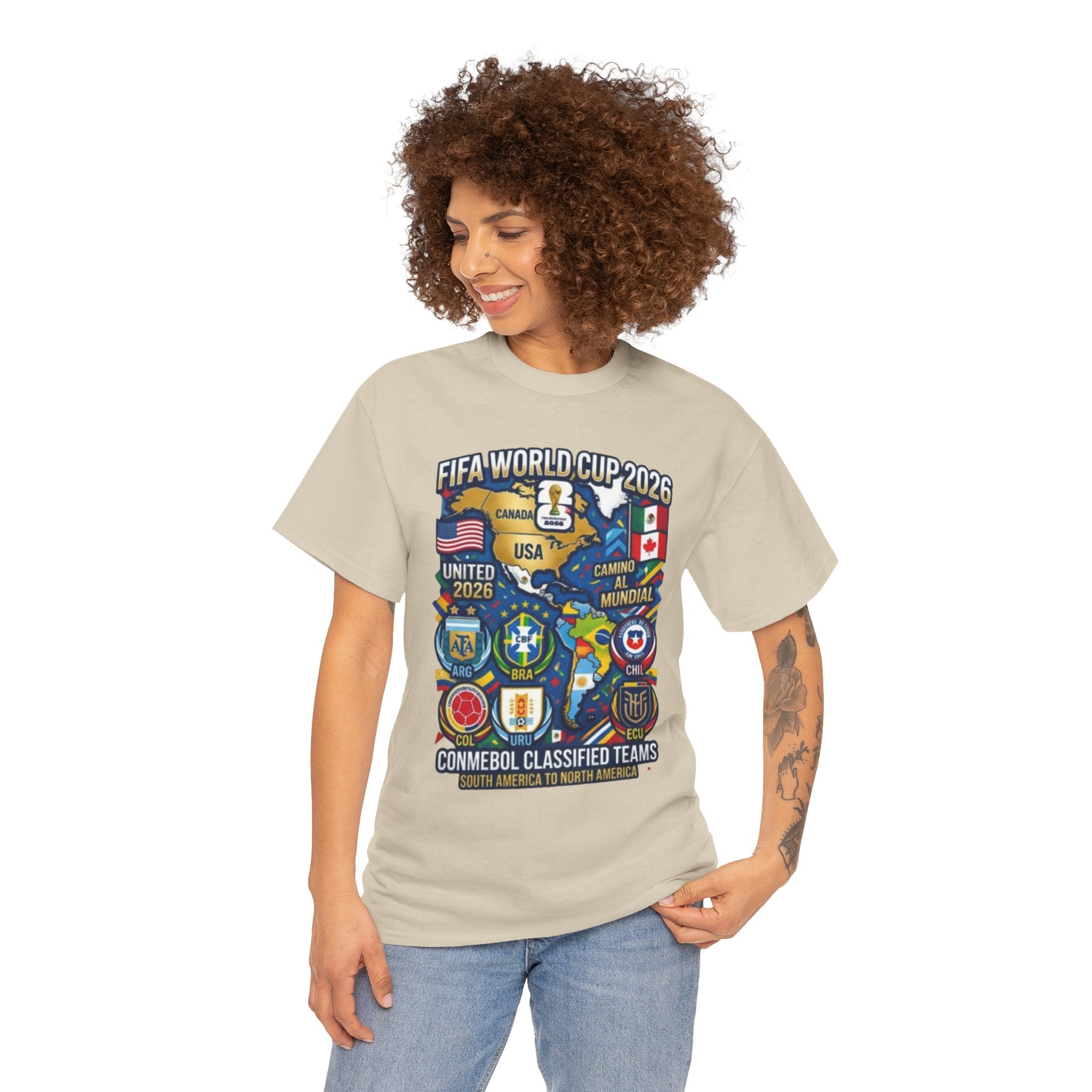 World Cup 2026 Teams T-Shirt — CONMEBOL & CONCACAF Qualified Badges Tee