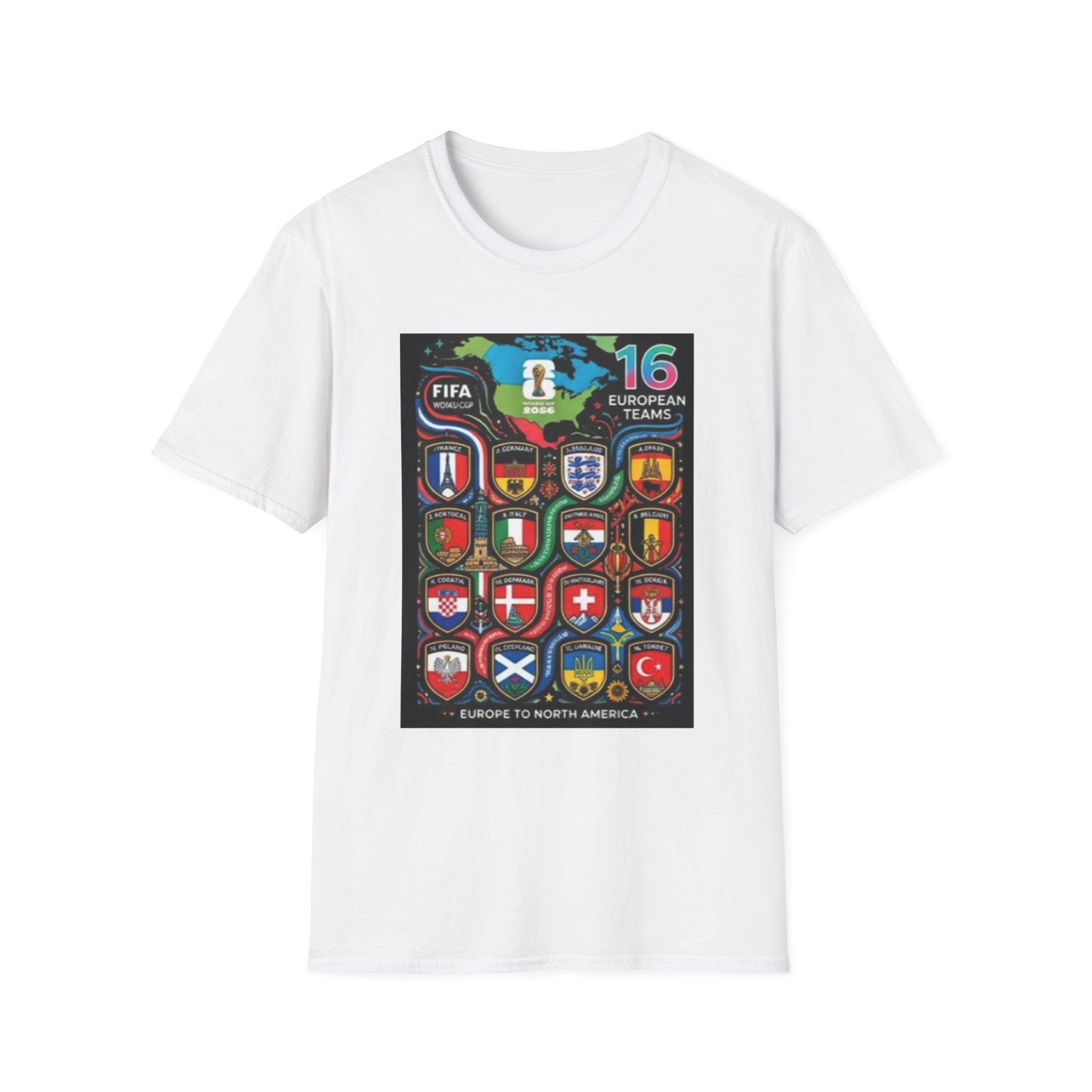 European Teams World Cup T‑Shirt – 16 European Teams Soccer Crest Design