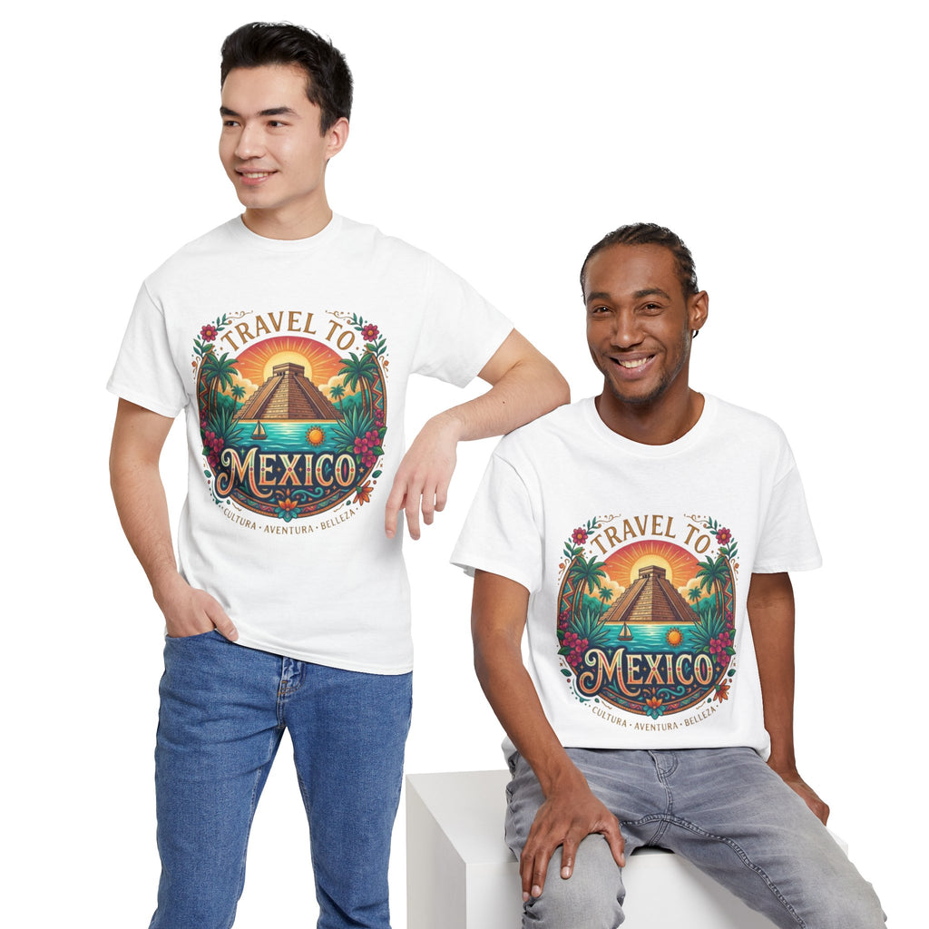 Travel to Mexico T-Shirt — Vintage Pyramid Sunset Vacation Tee