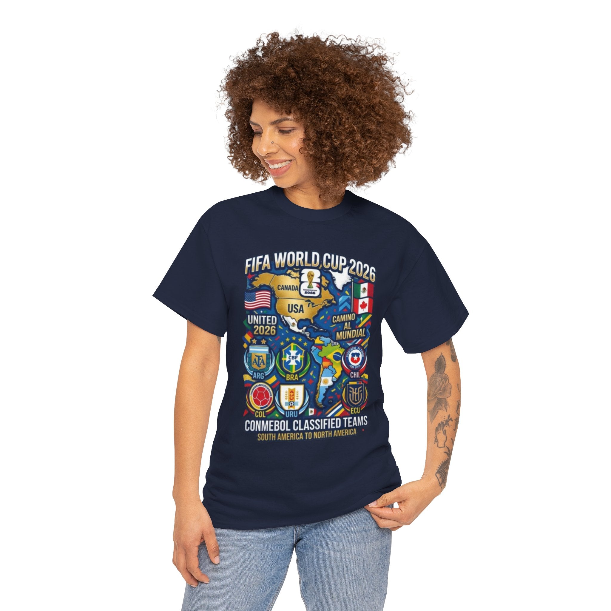 World Cup 2026 Teams T-Shirt — CONMEBOL & CONCACAF Qualified Badges Tee