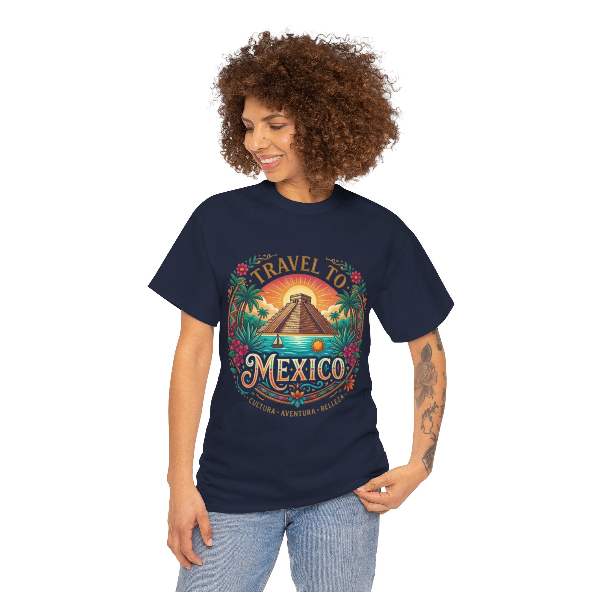 Travel to Mexico T-Shirt — Vintage Pyramid Sunset Vacation Tee