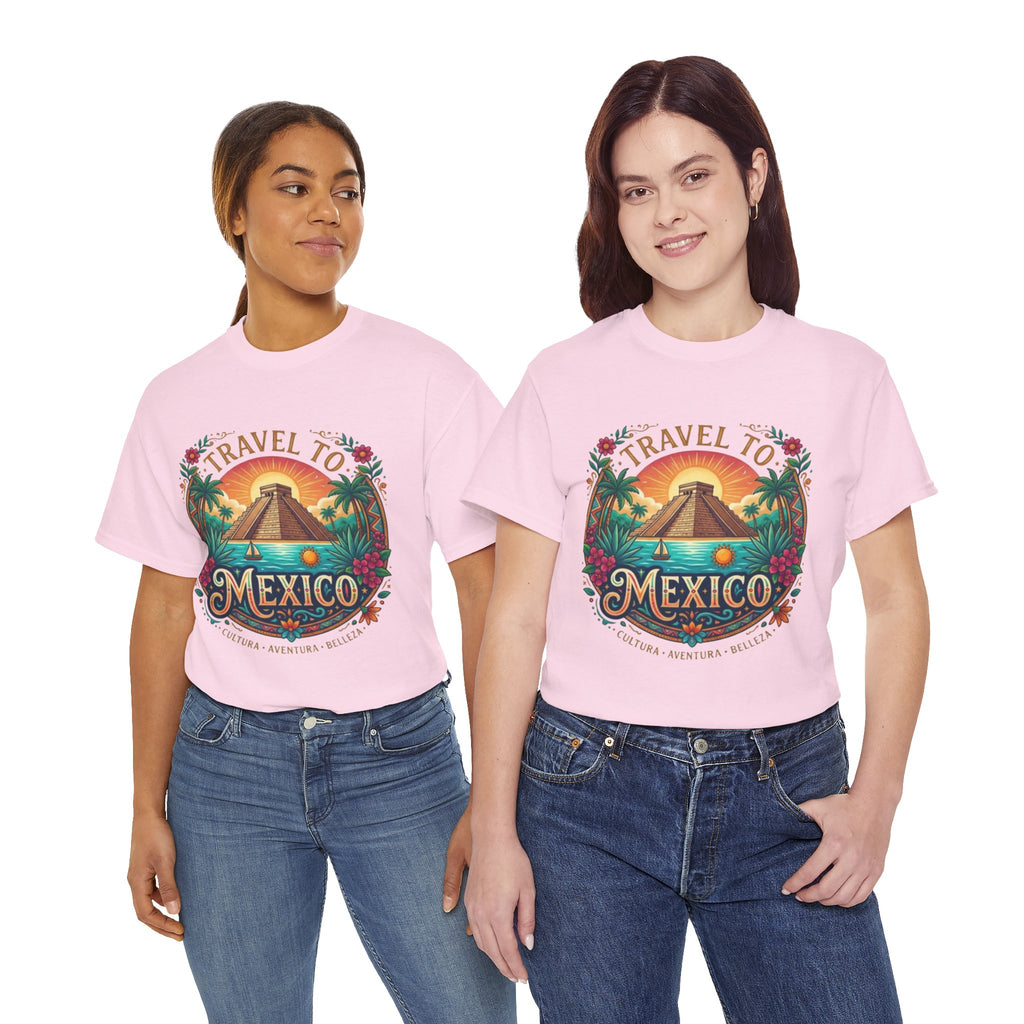 Travel to Mexico T-Shirt — Vintage Pyramid Sunset Vacation Tee