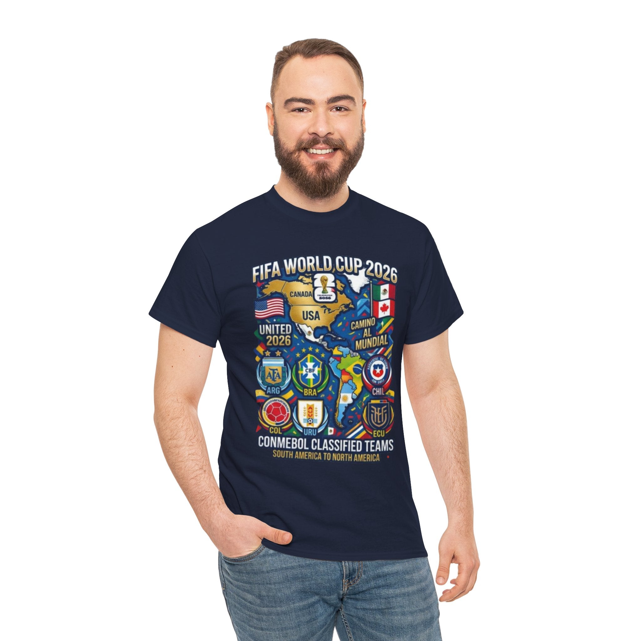 World Cup 2026 Teams T-Shirt — CONMEBOL & CONCACAF Qualified Badges Tee