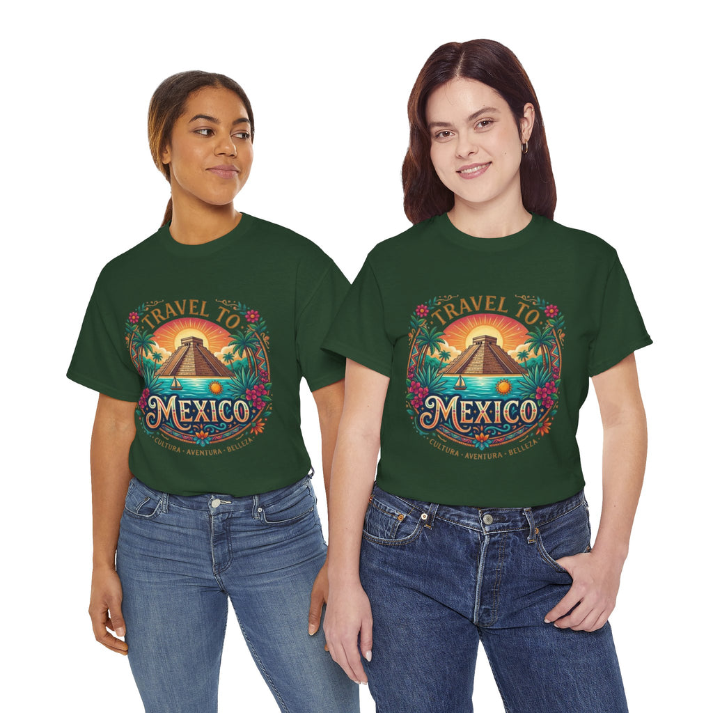 Travel to Mexico T-Shirt — Vintage Pyramid Sunset Vacation Tee