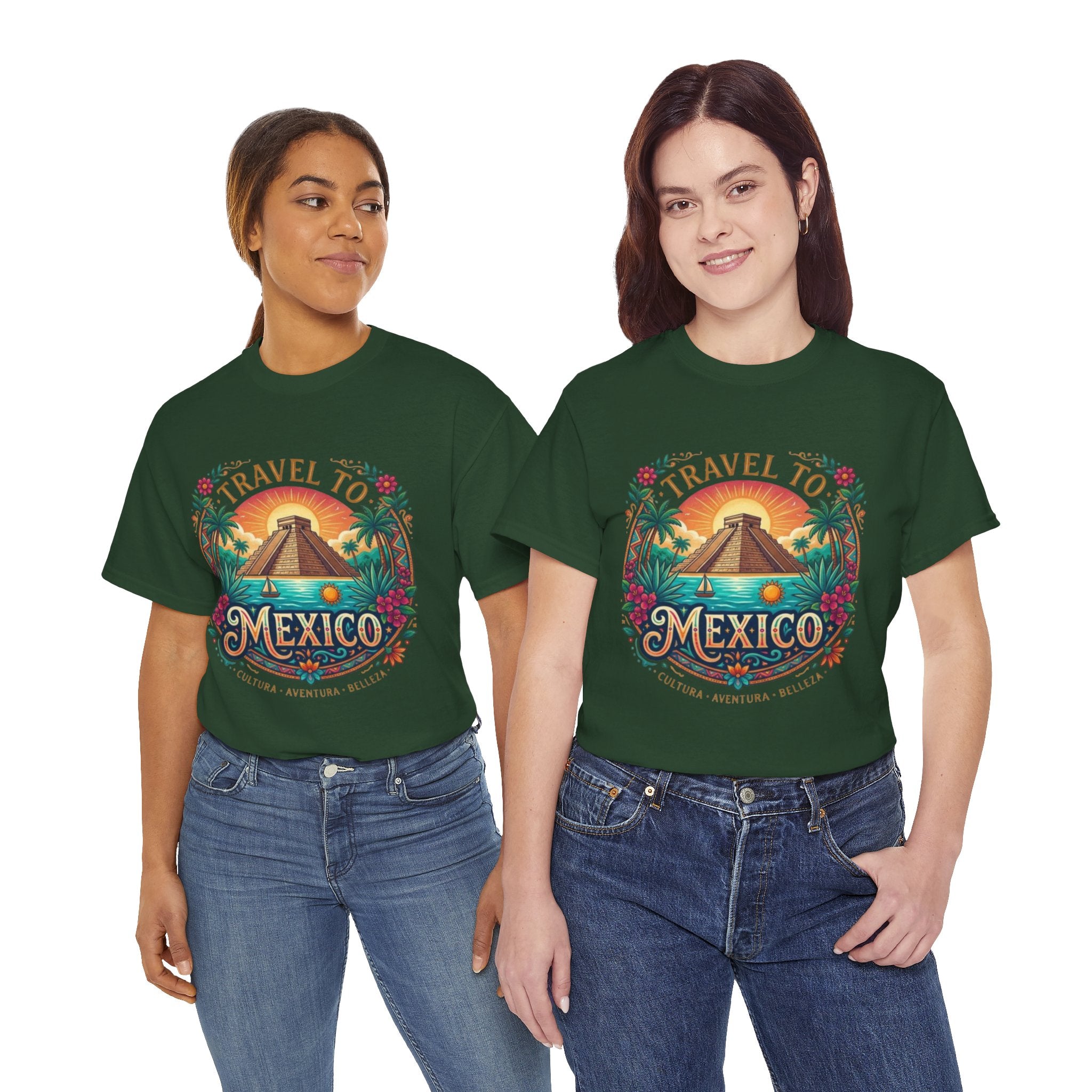 Travel to Mexico T-Shirt — Vintage Pyramid Sunset Vacation Tee