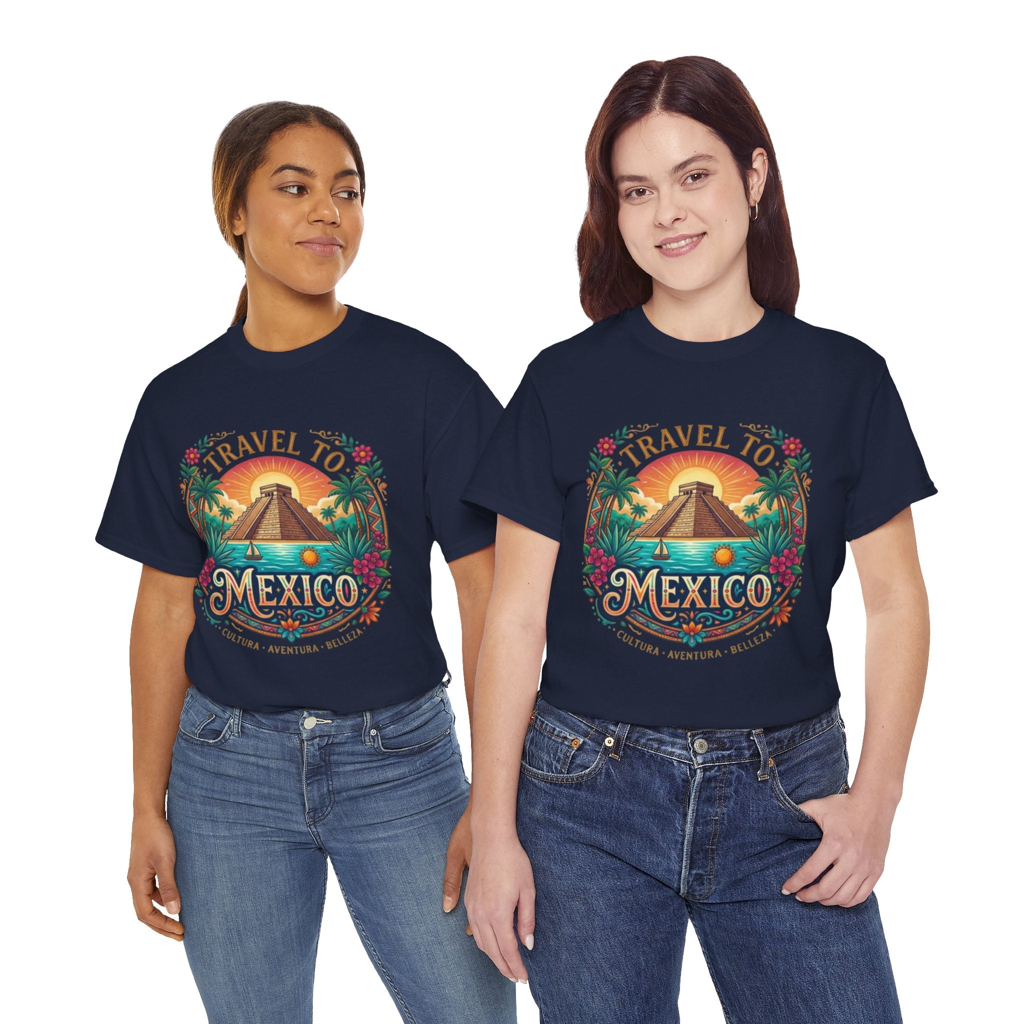 Travel to Mexico T-Shirt — Vintage Pyramid Sunset Vacation Tee