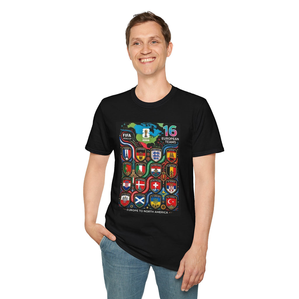 European Teams World Cup T‑Shirt – 16 European Teams Soccer Crest Design