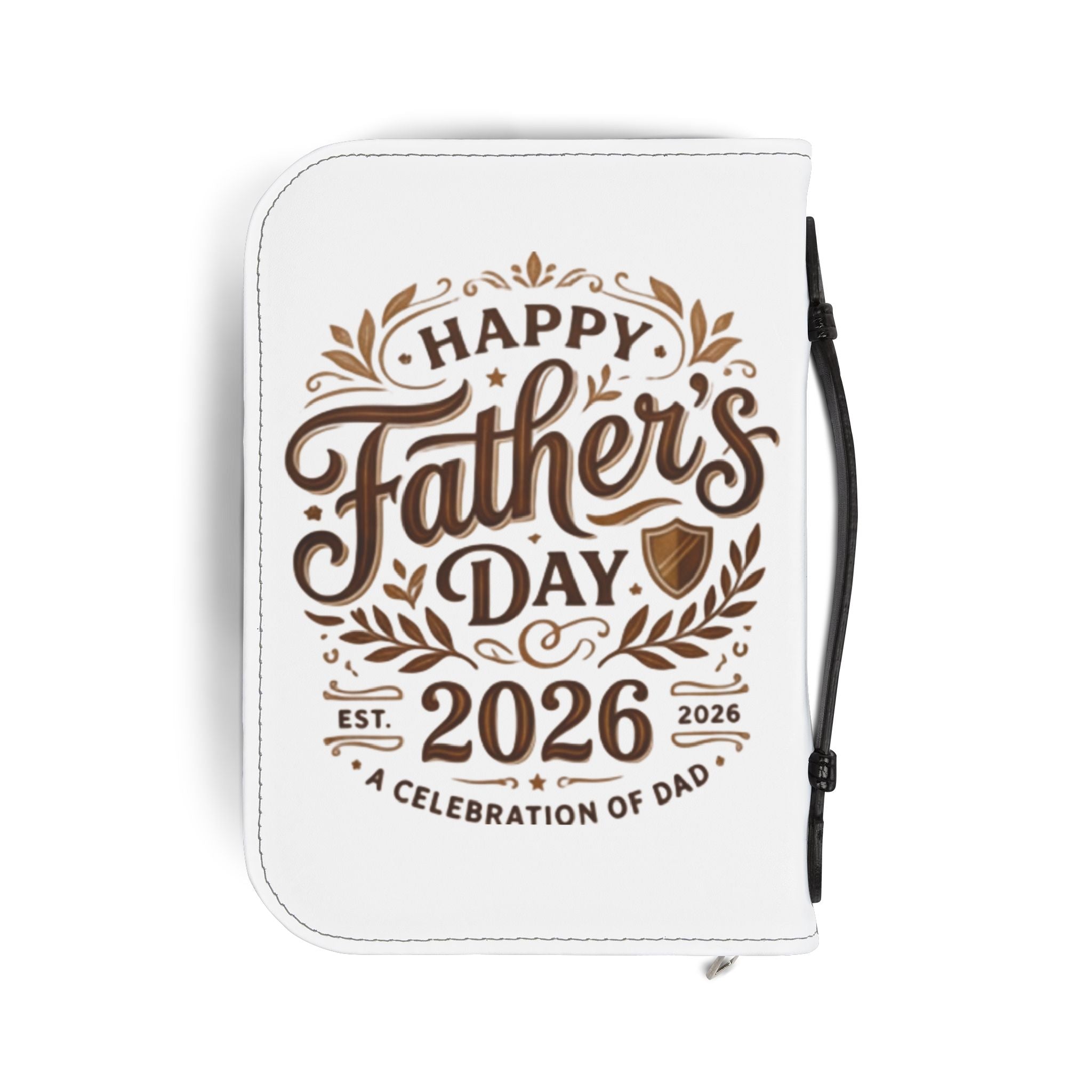 Father's Day 2026 Bible Cover – "Happy Father's Day" Leather Zippered Case