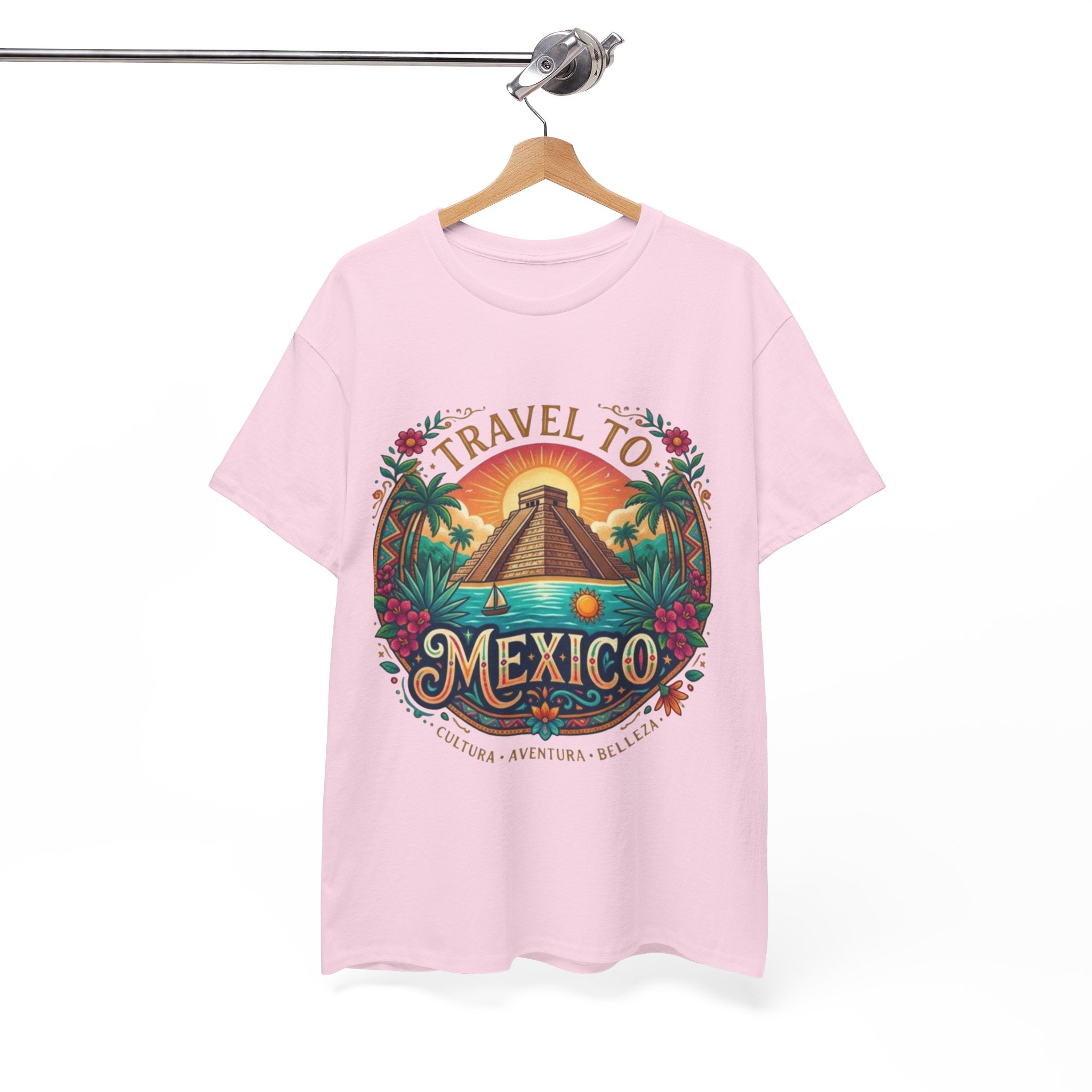 Travel to Mexico T-Shirt — Vintage Pyramid Sunset Vacation Tee
