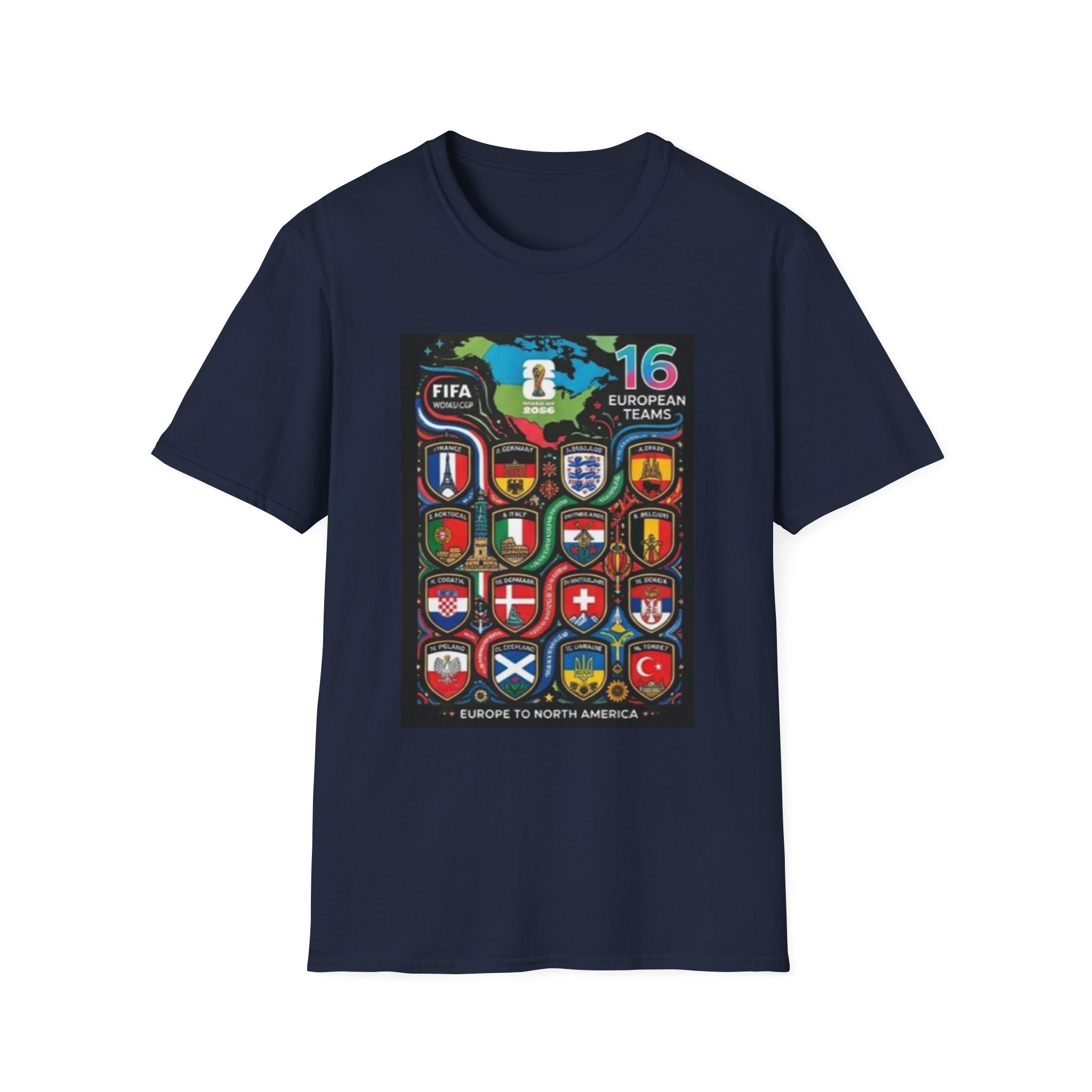 European Teams World Cup T‑Shirt – 16 European Teams Soccer Crest Design