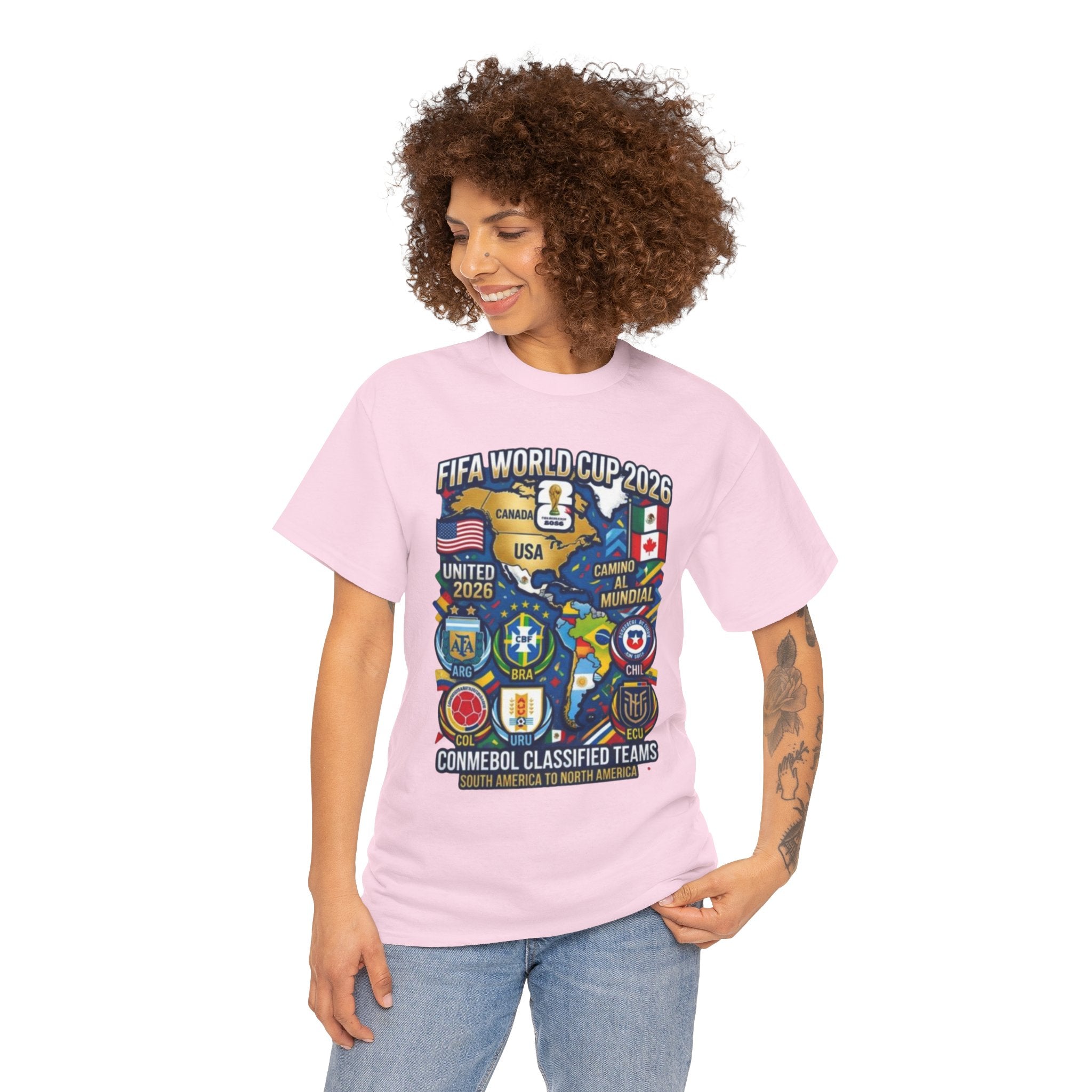 World Cup 2026 Teams T-Shirt — CONMEBOL & CONCACAF Qualified Badges Tee