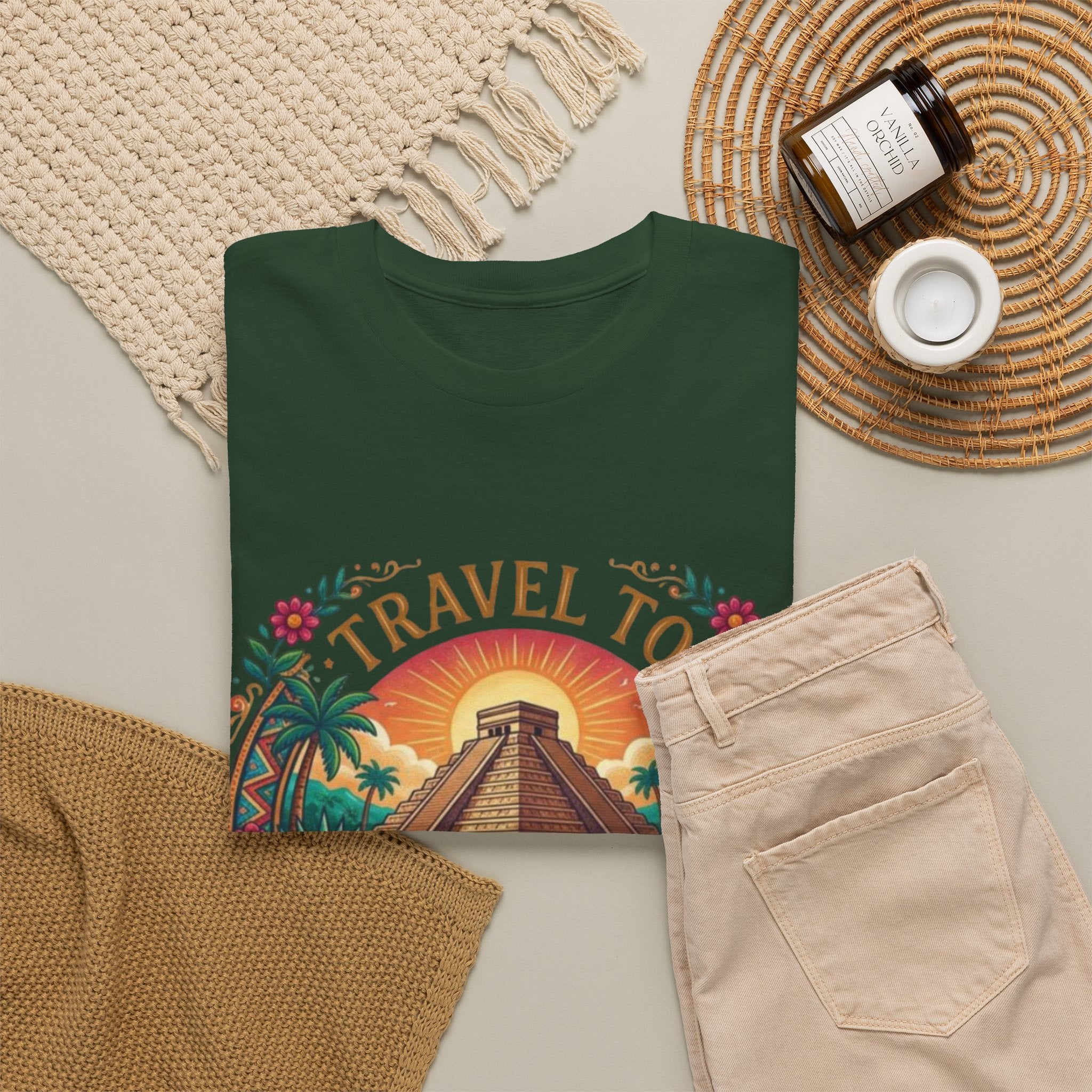 Travel to Mexico T-Shirt — Vintage Pyramid Sunset Vacation Tee