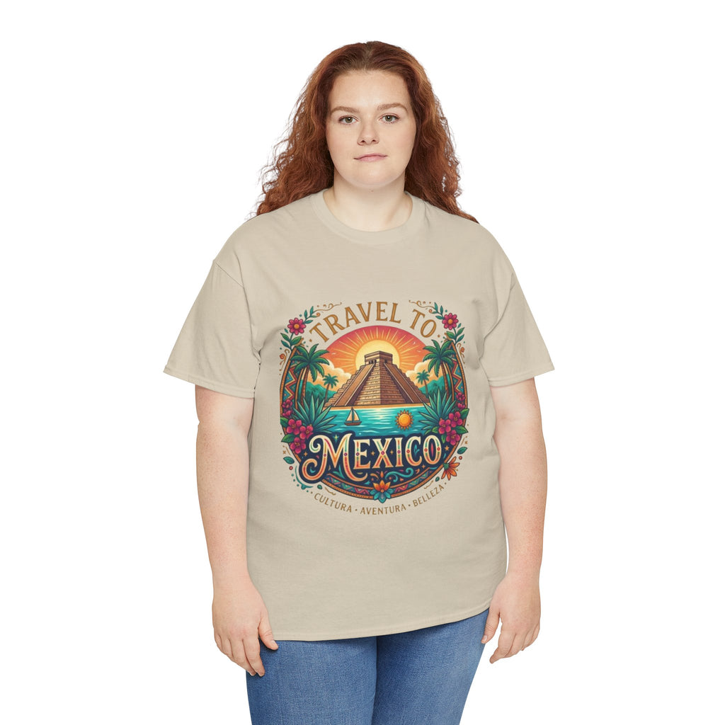 Travel to Mexico T-Shirt — Vintage Pyramid Sunset Vacation Tee