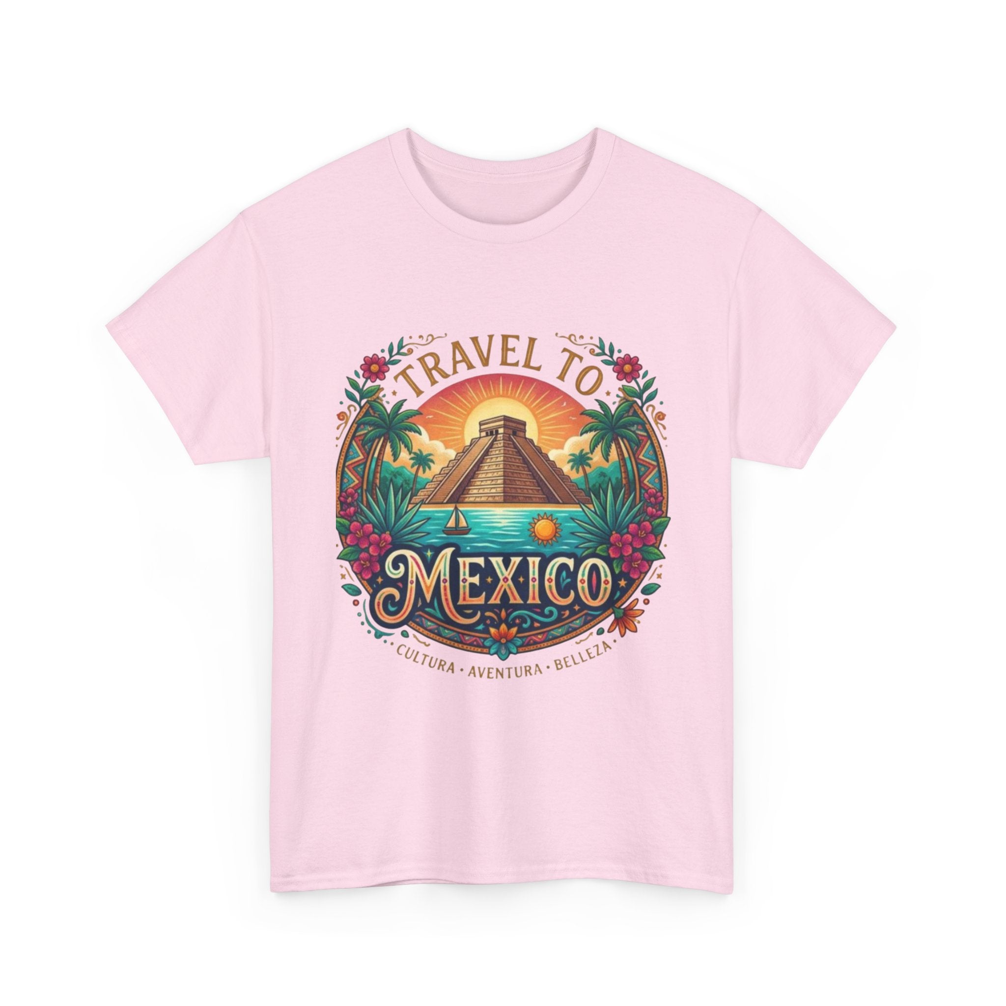 Travel to Mexico T-Shirt — Vintage Pyramid Sunset Vacation Tee