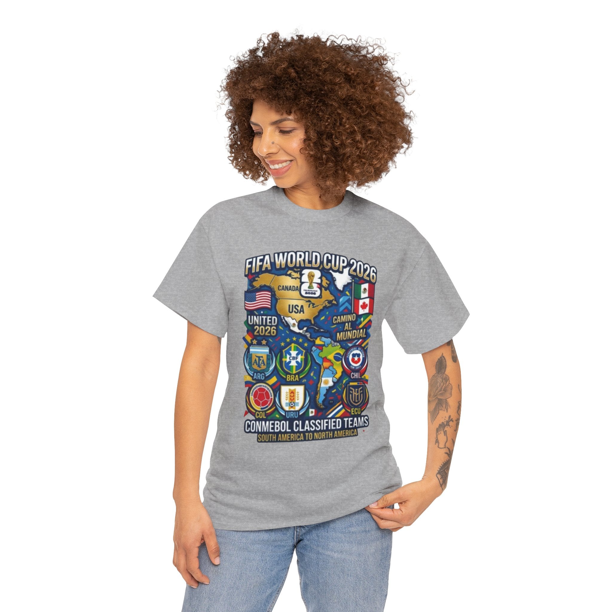 World Cup 2026 Teams T-Shirt — CONMEBOL & CONCACAF Qualified Badges Tee