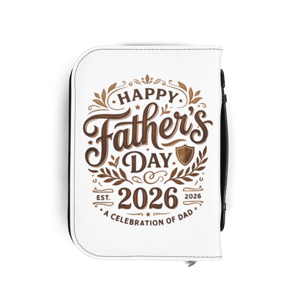 Father's Day 2026 Bible Cover – "Happy Father's Day" Leather Zippered Case