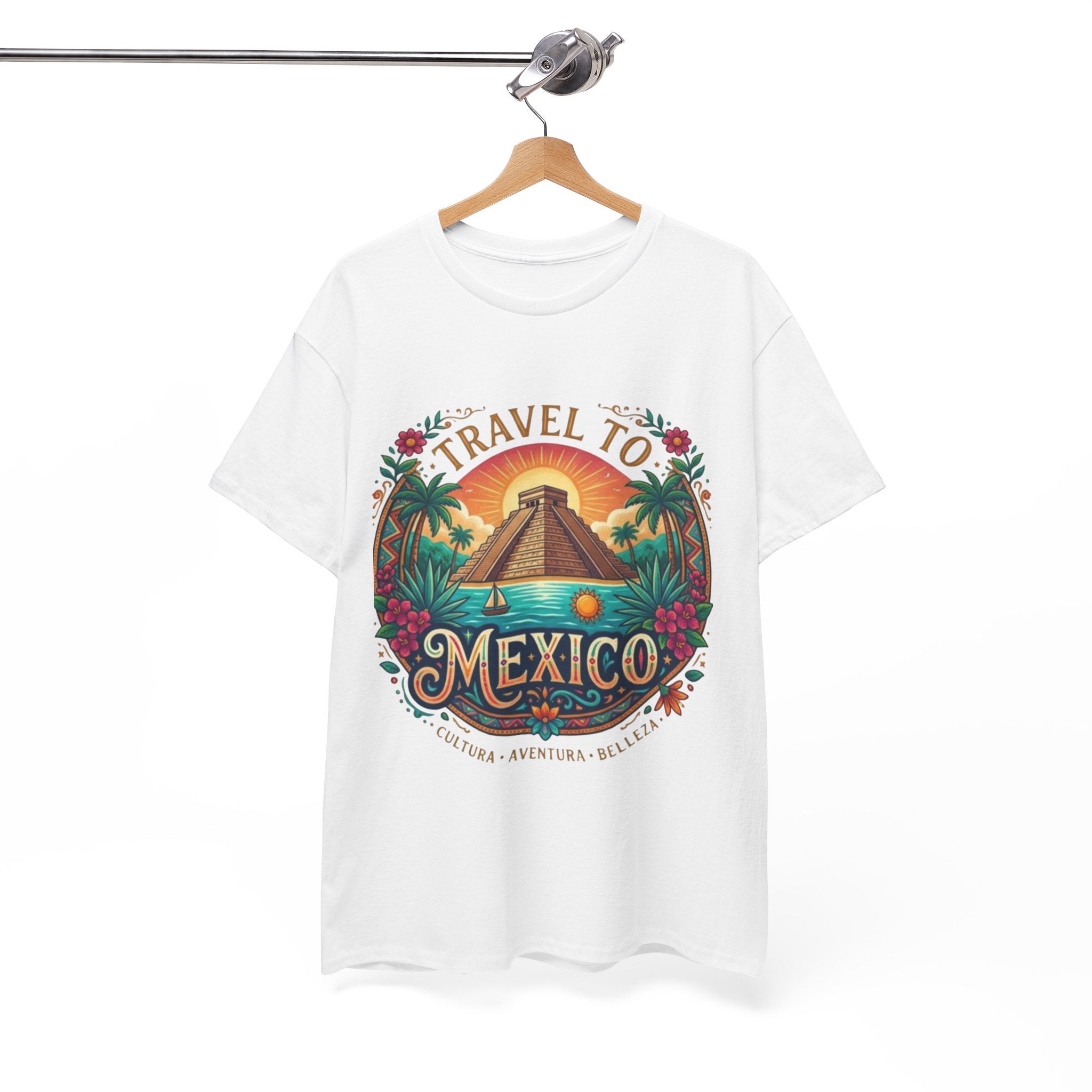 Travel to Mexico T-Shirt — Vintage Pyramid Sunset Vacation Tee