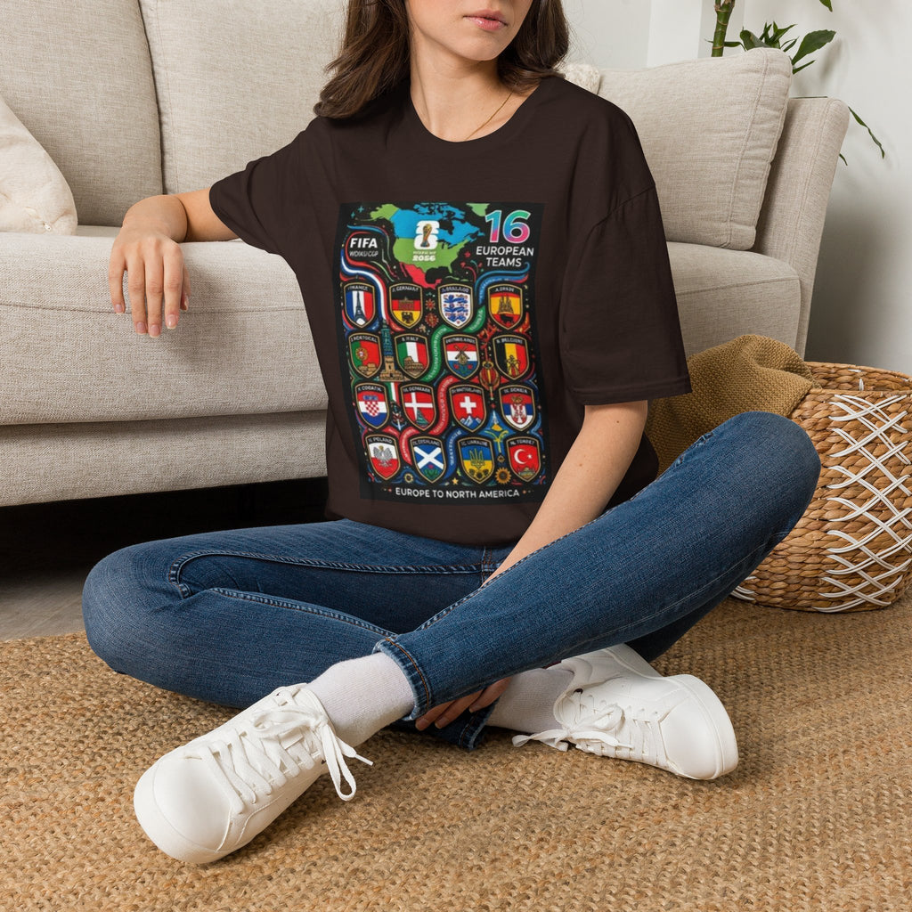 European Teams World Cup T‑Shirt – 16 European Teams Soccer Crest Design