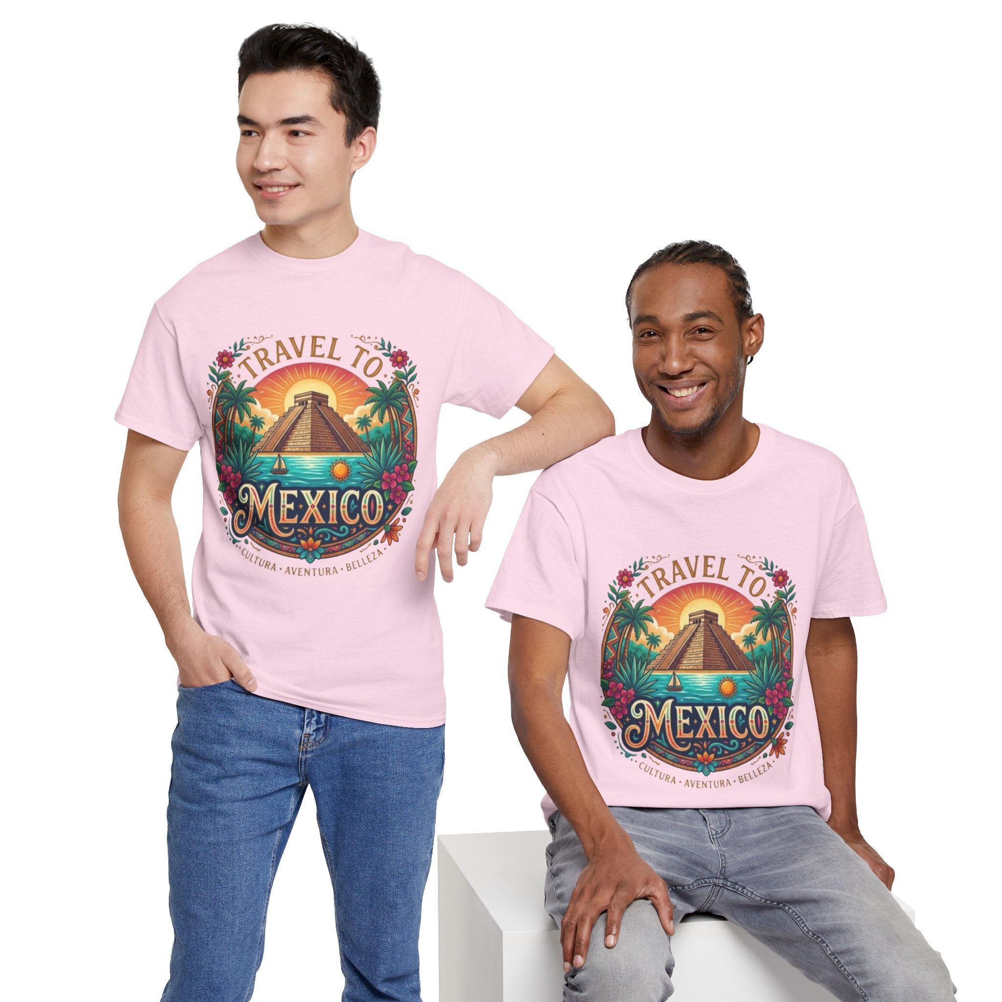 Travel to Mexico T-Shirt — Vintage Pyramid Sunset Vacation Tee
